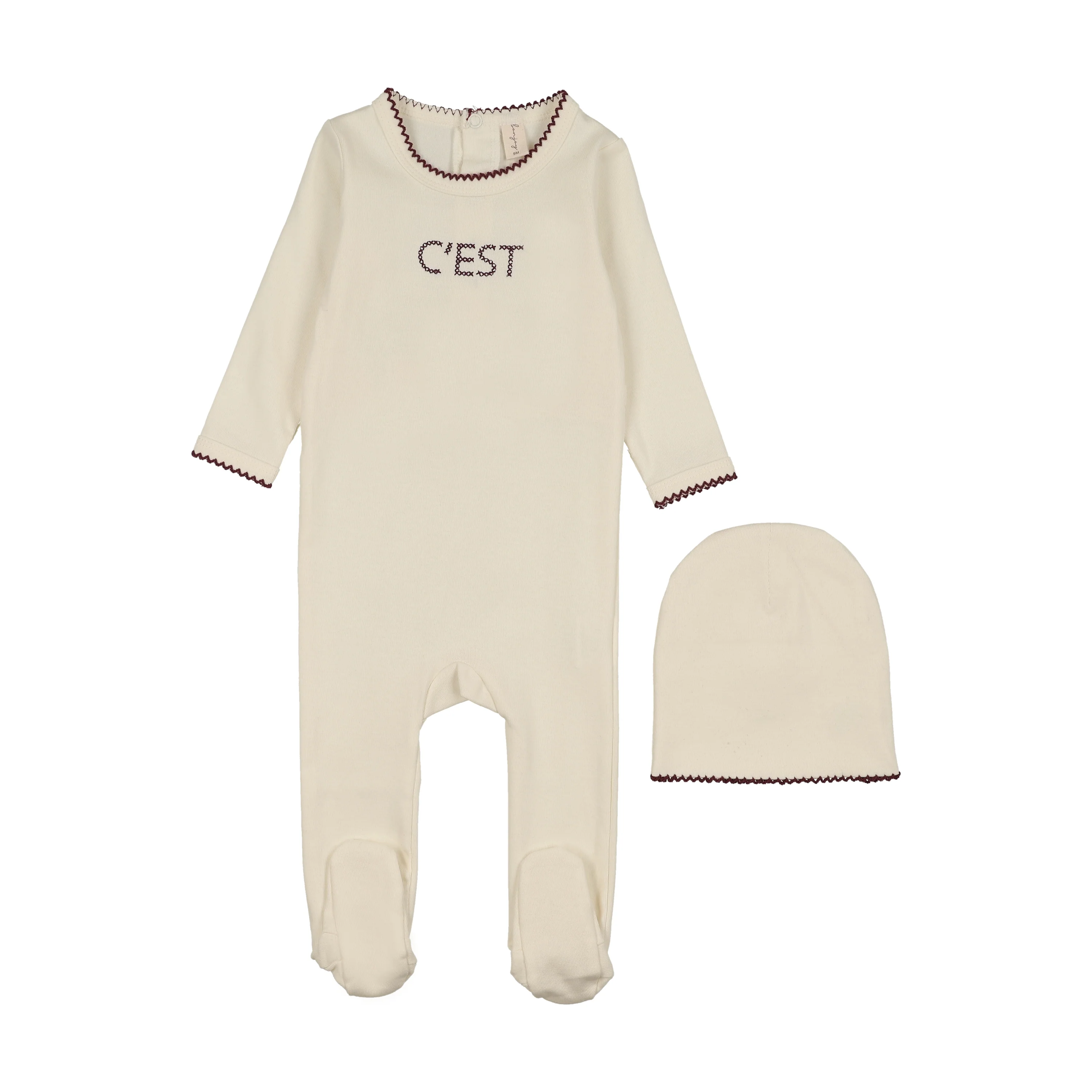 Bonjoy Cest Footie Set - Ivory/Wine