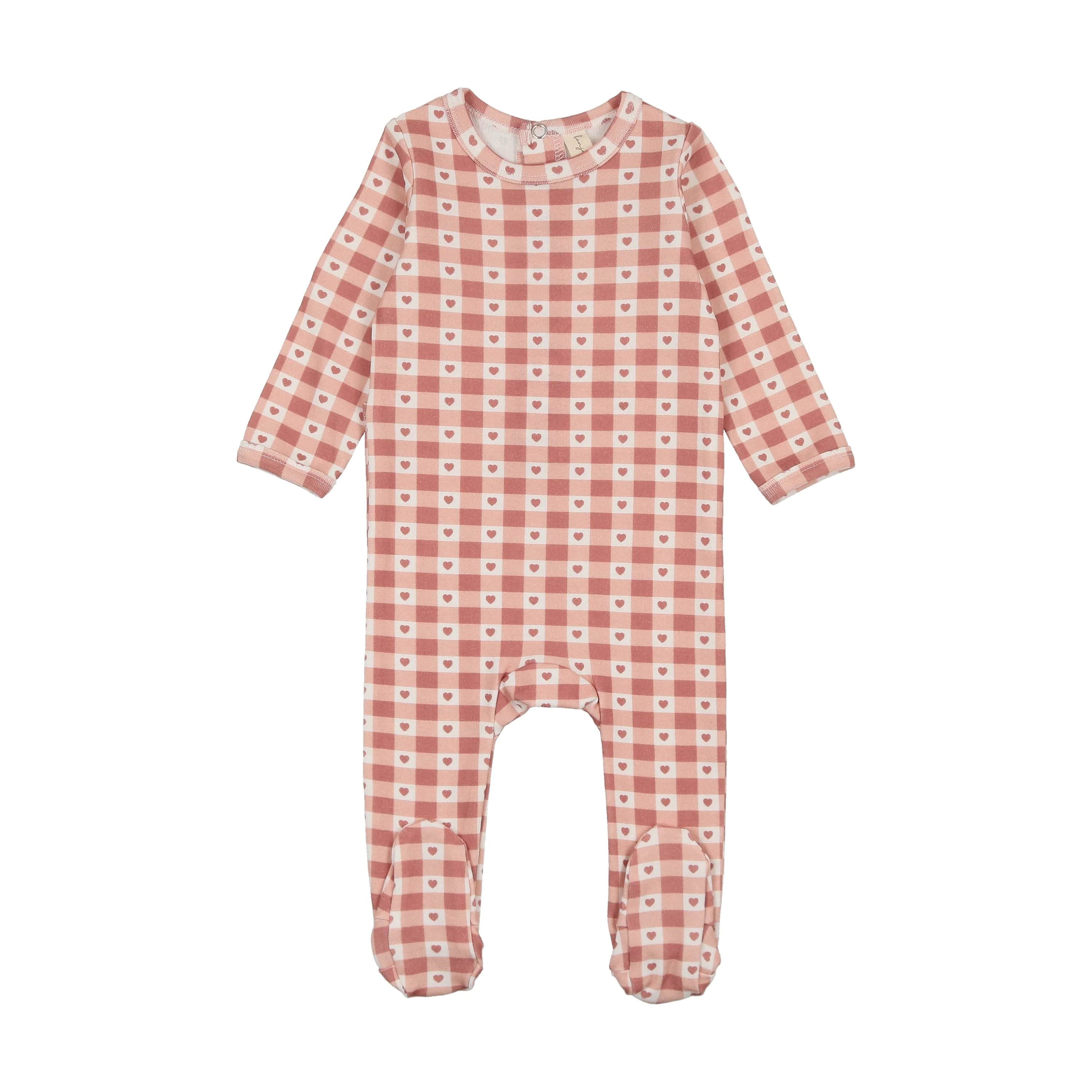 Bonjoy Checkered Charm Footie - Little Hearts