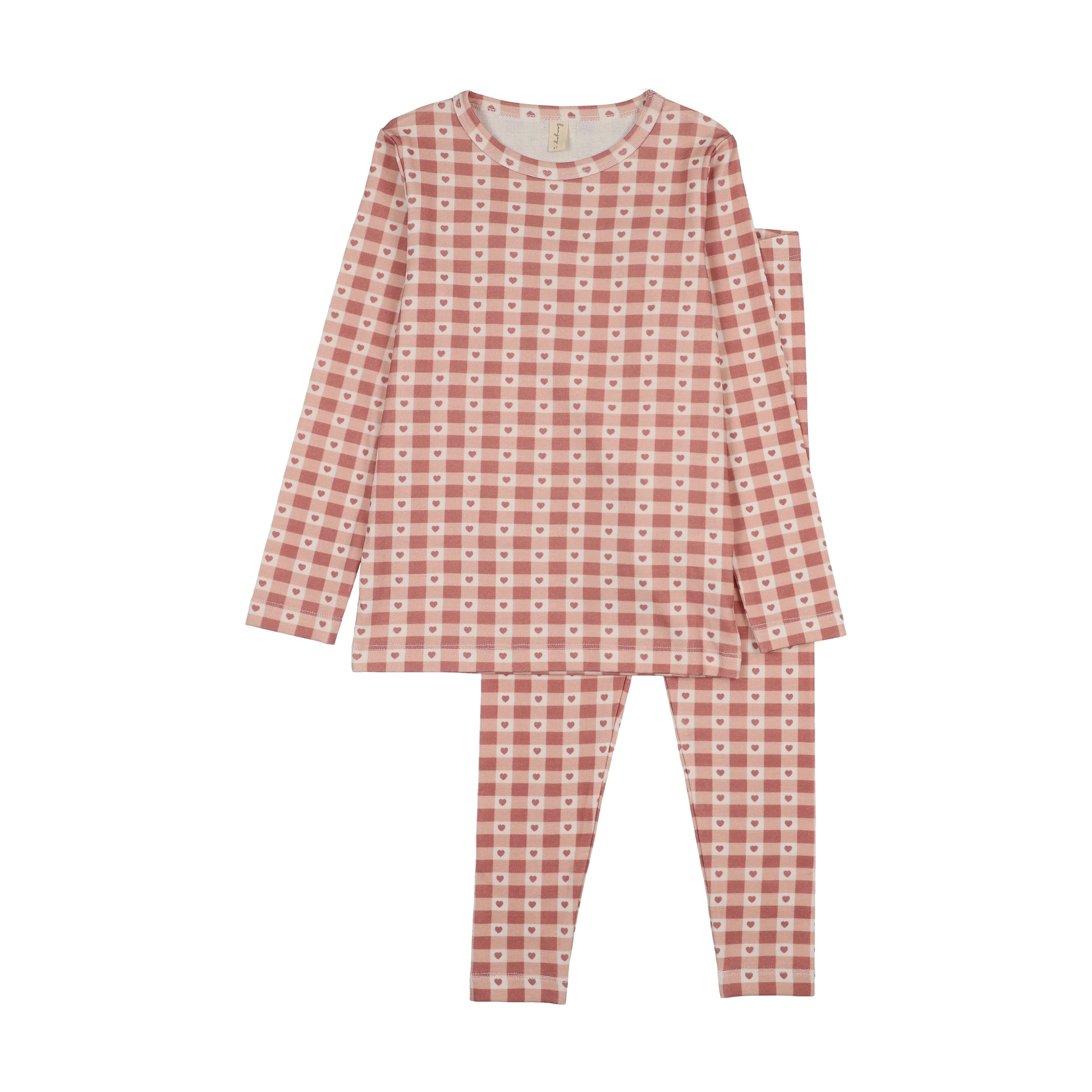 Bonjoy Checkered Charm Long Sleeve Pj'S - Little Hearts