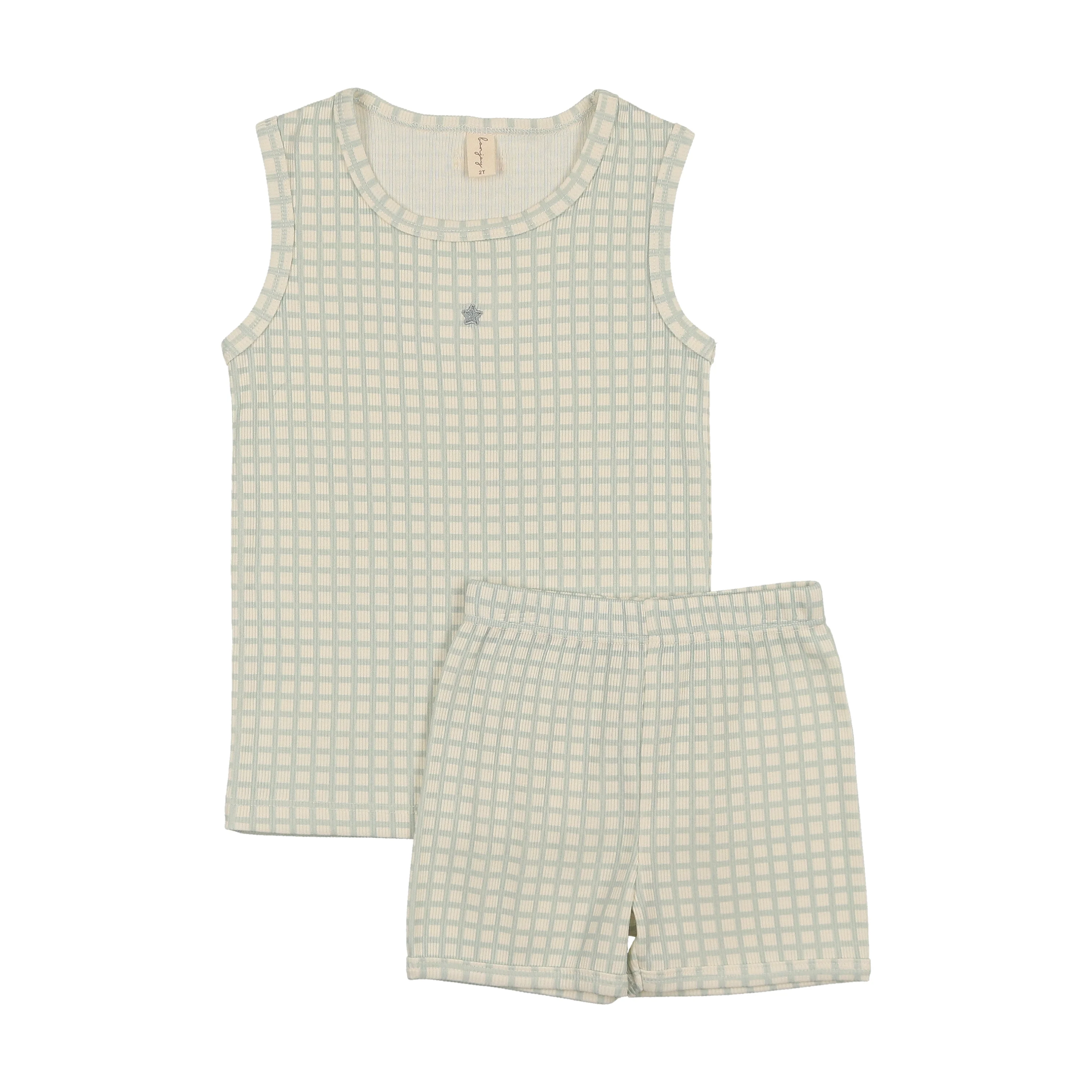 Bonjoy Checkered Dreams Tank & Shorts - Blue Star