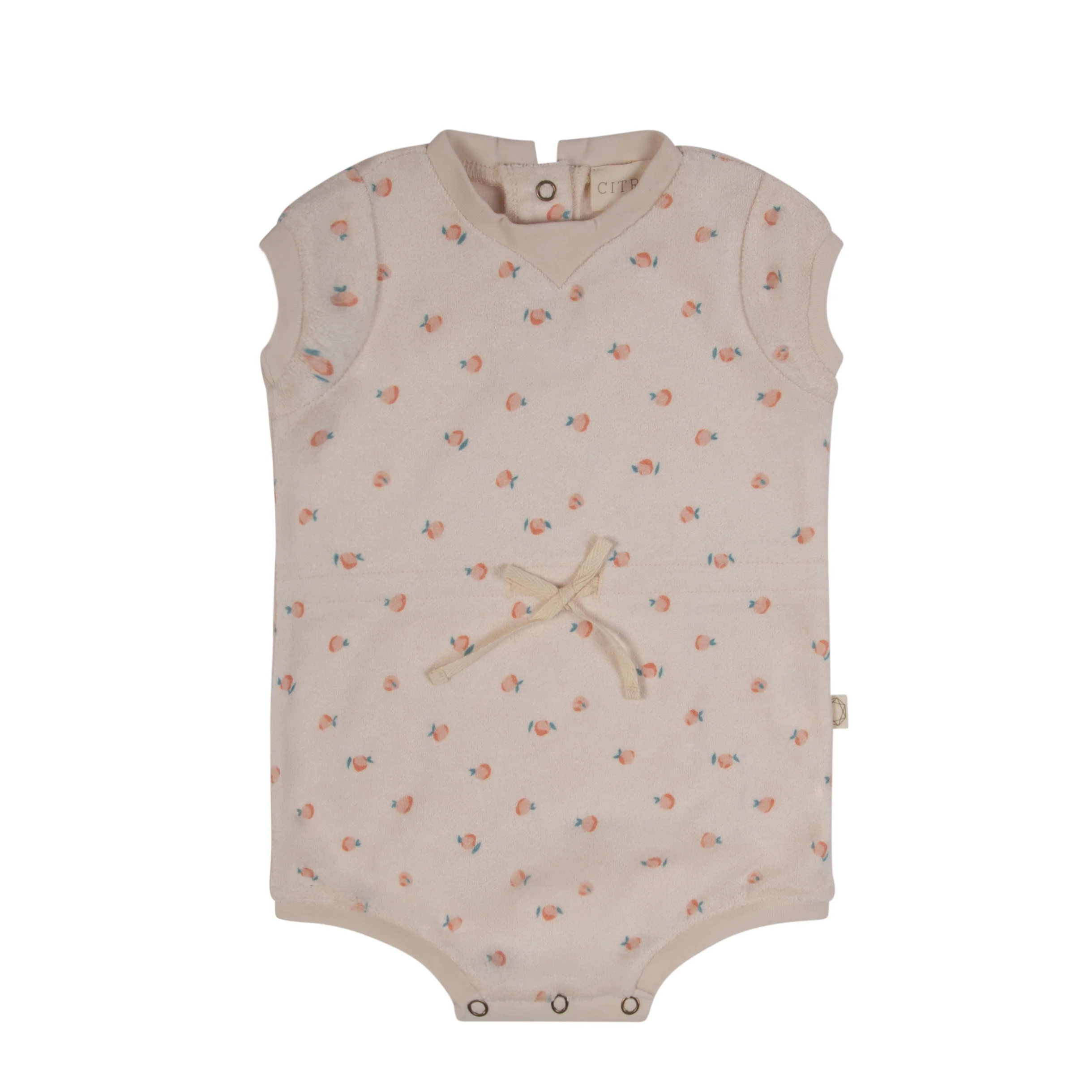 Citrine Beige/Peach Peach Print Terry Romper