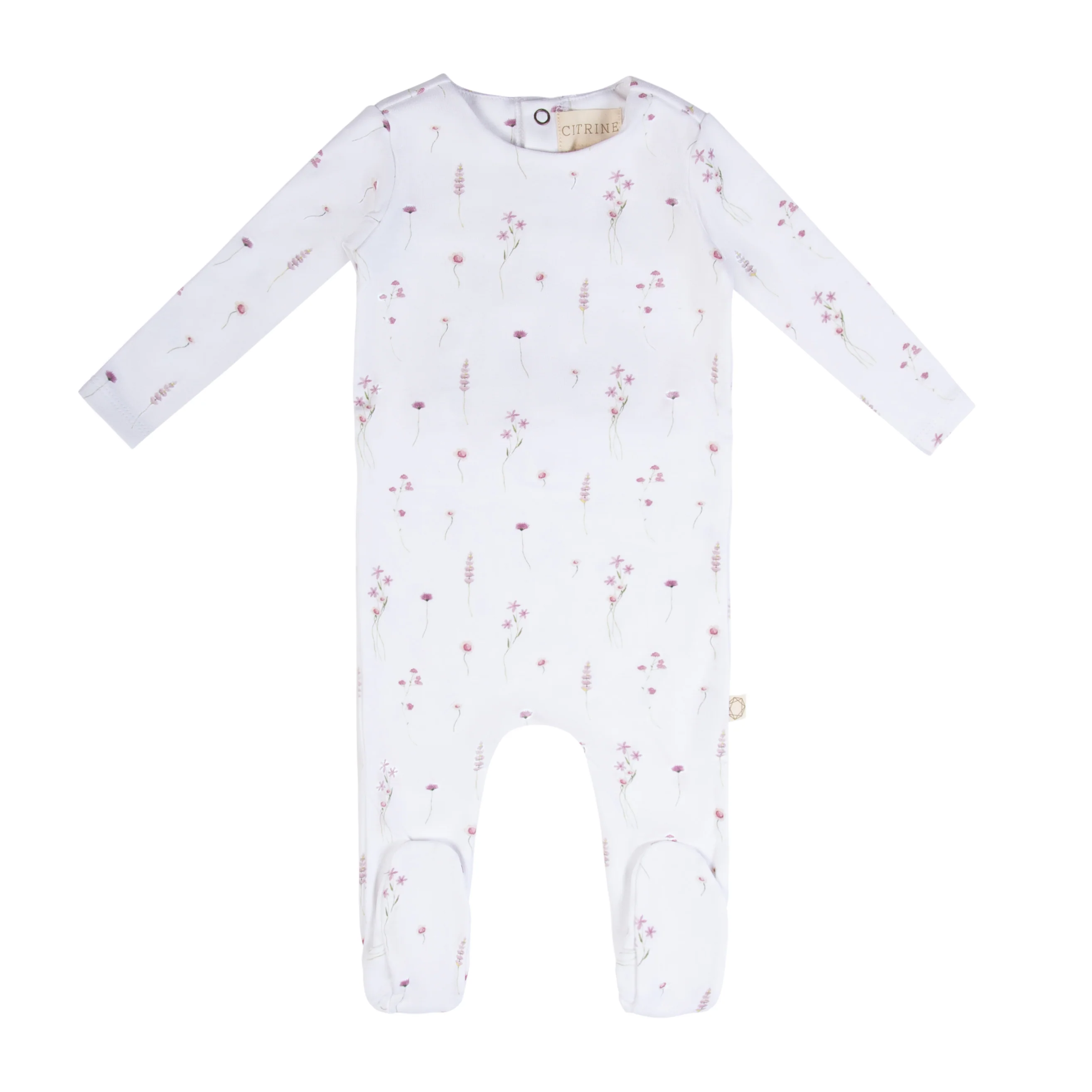 Citrine Dainty Wildflower Footie Purple/White