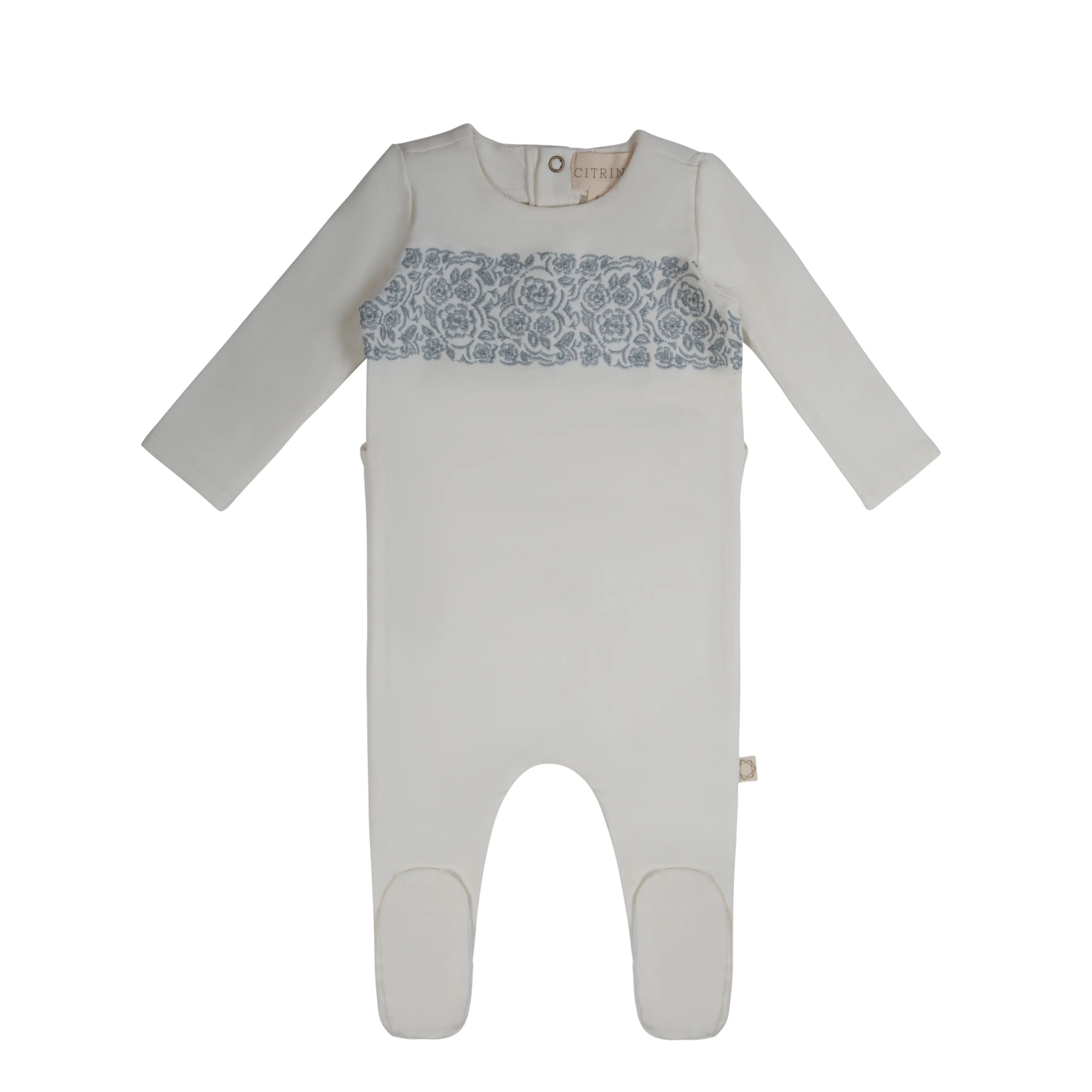 Citrine White/Blue Lace Embroidery Stretchy