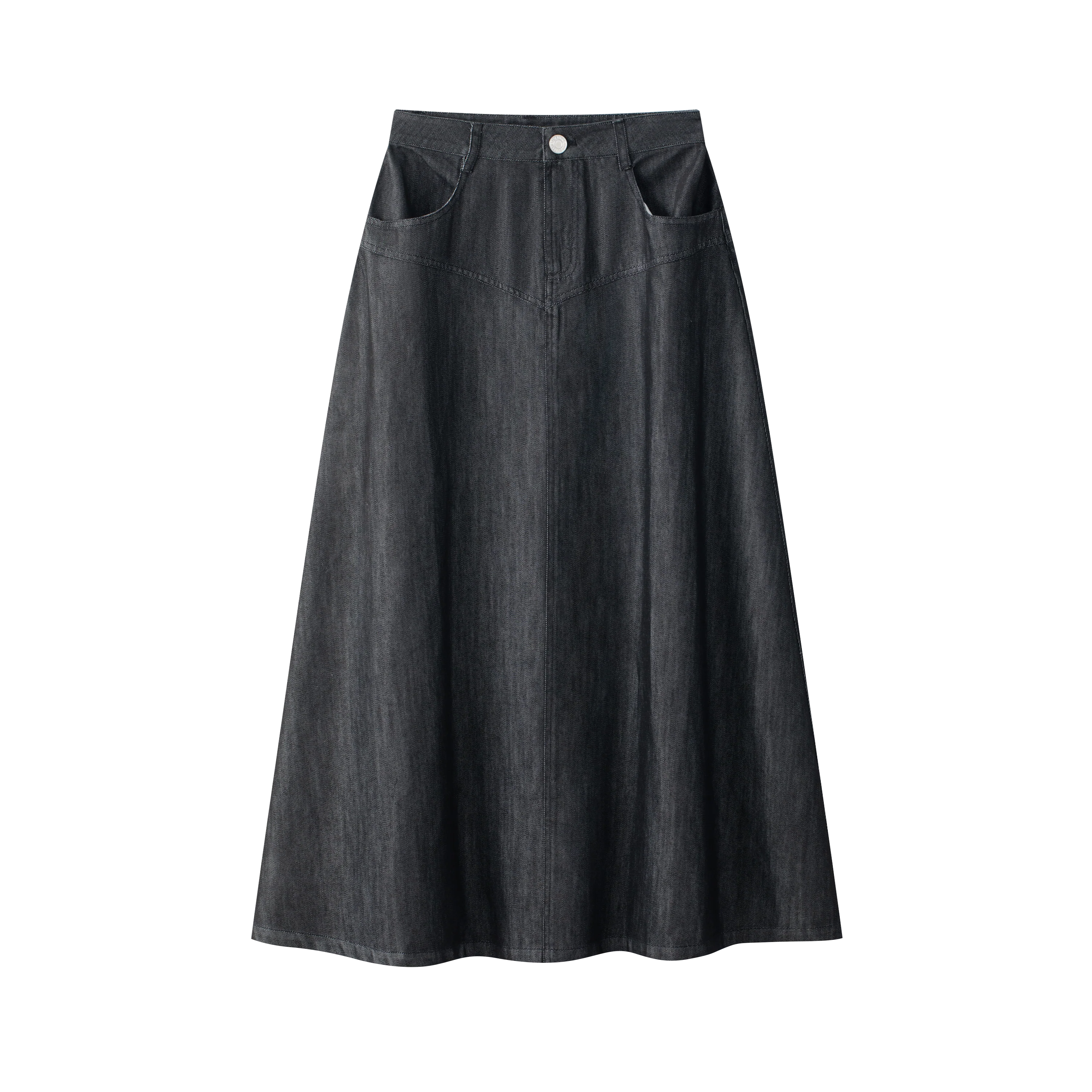 Coco Blanc Black Denim Drop Seam Denim Skirt
