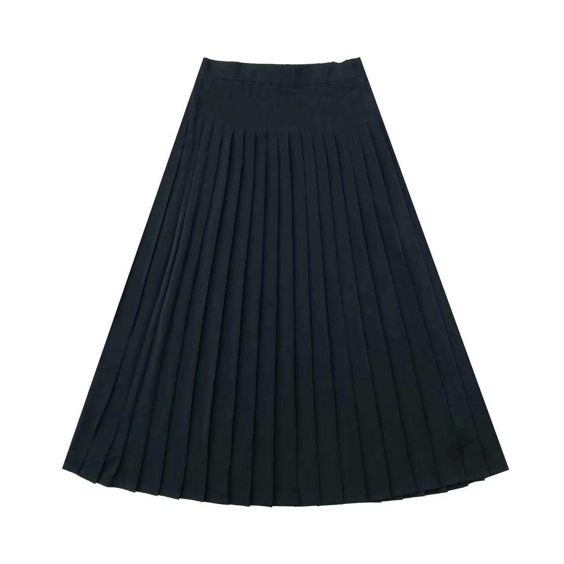 Coco Blanc Black Pleated Silk Skirt (CB2077)