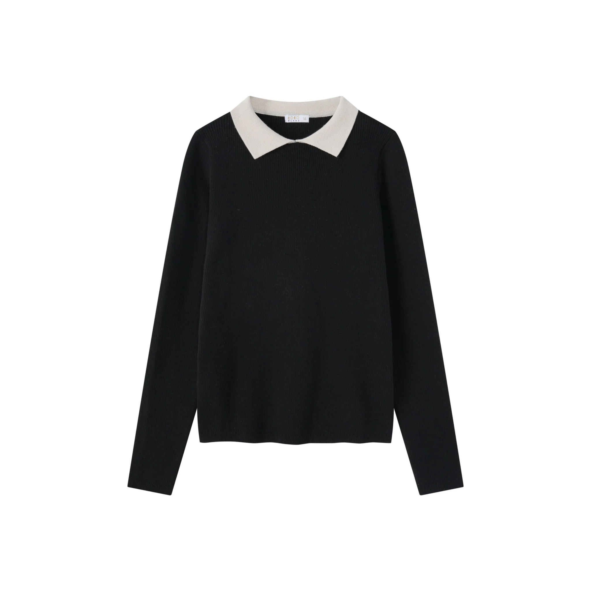 Coco Blanc Black w/ Cream Sweater With Collar