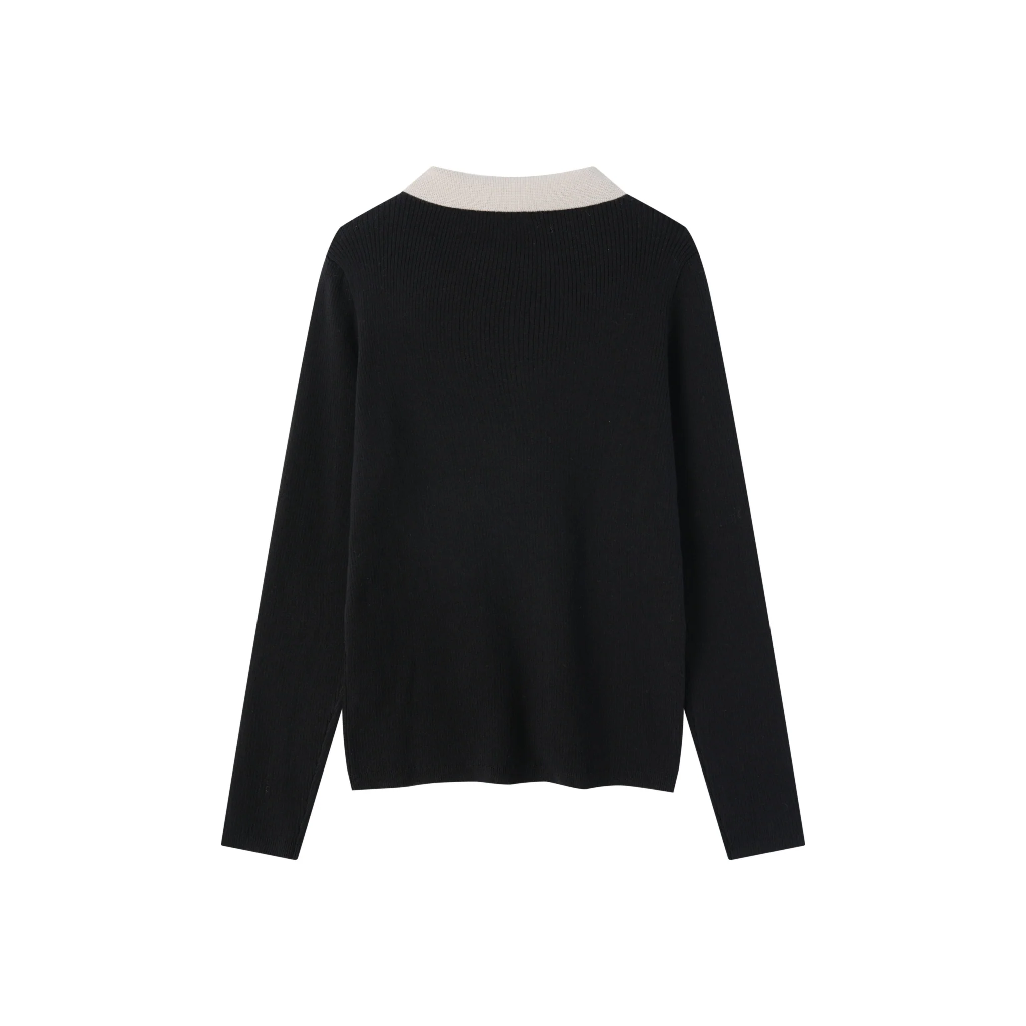Coco Blanc Black w/ Cream Sweater With Collar - Image 2