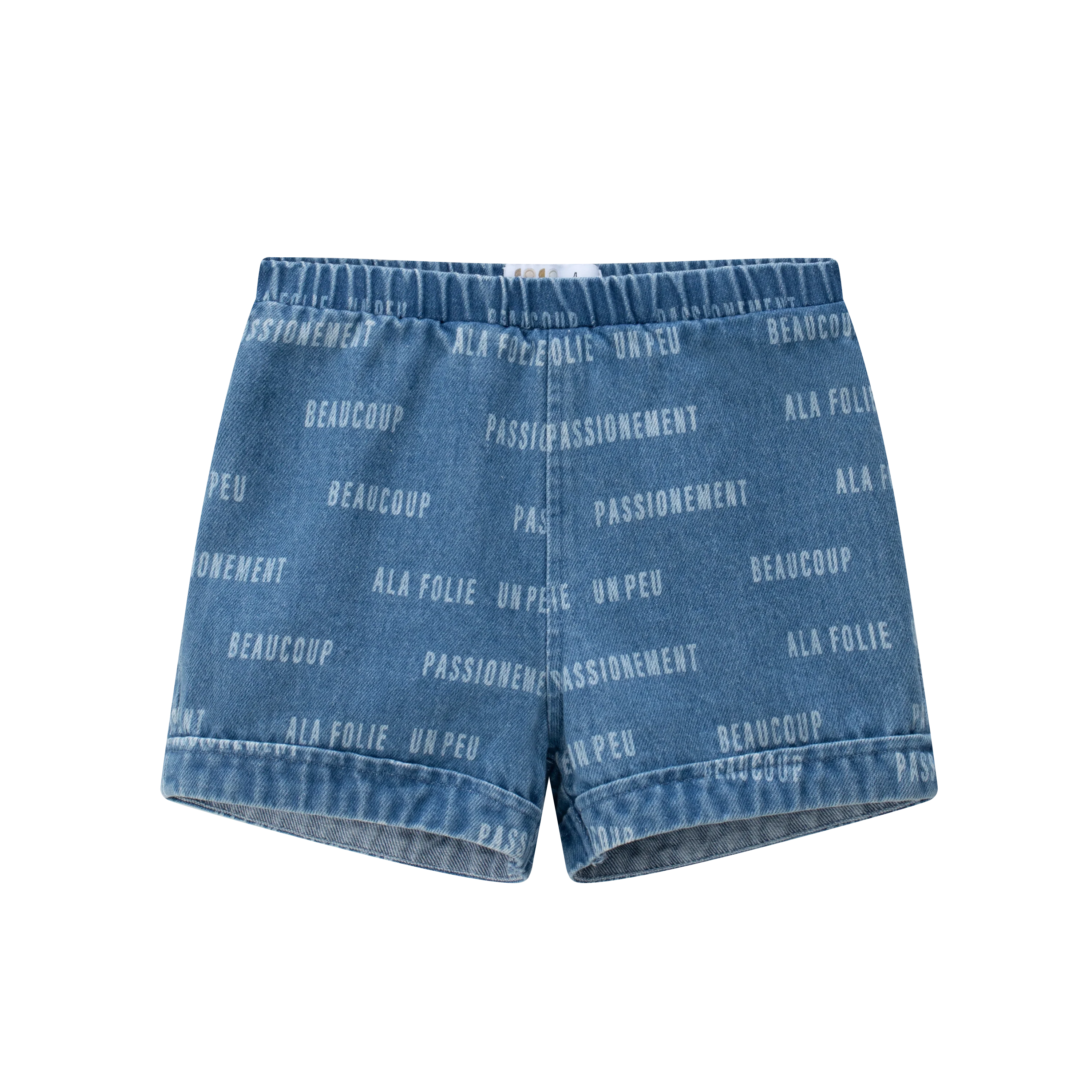 Coco Blanc Blue Denim Denim Printed Shorts
