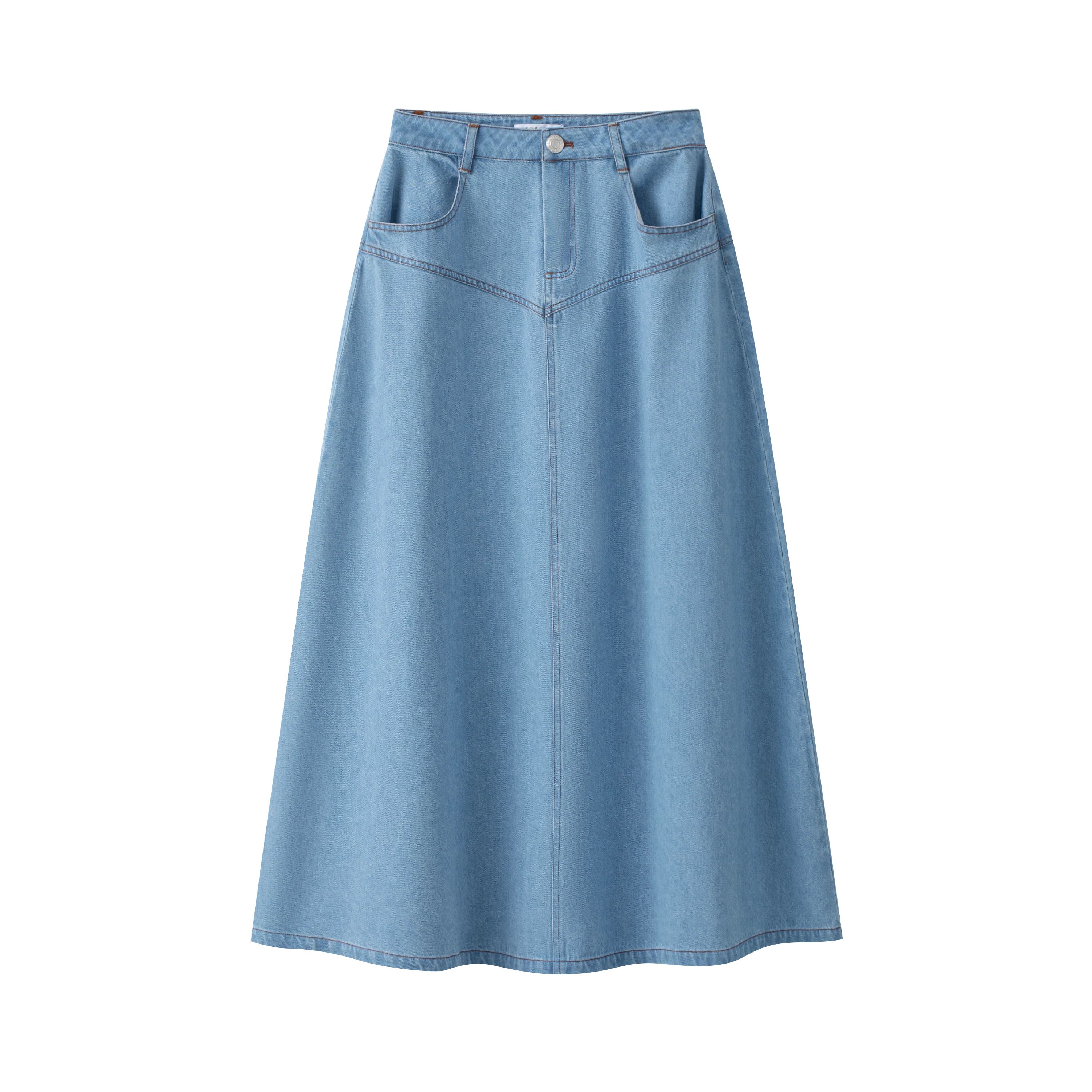 Coco Blanc Blue Denim Drop Seam Denim Skirt
