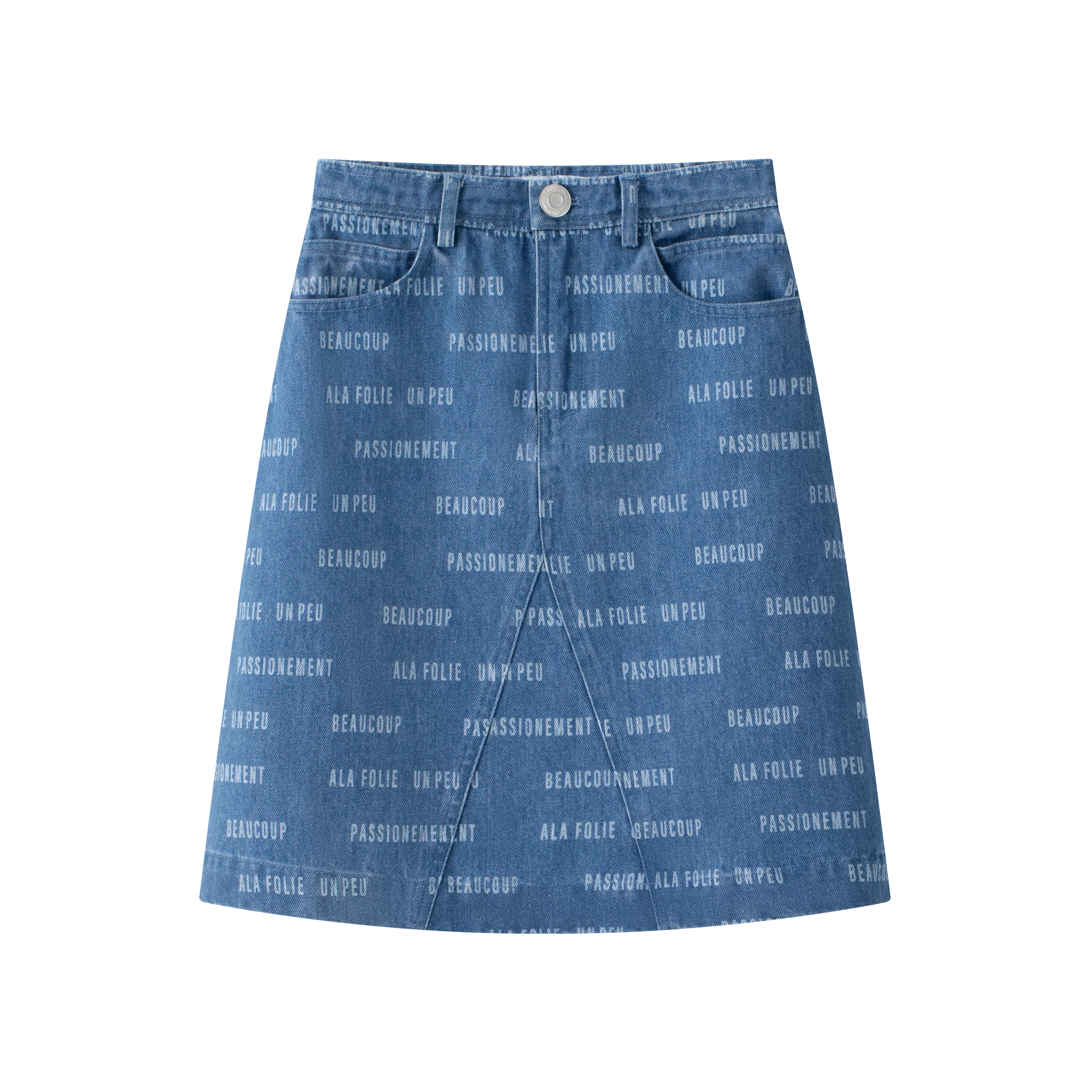 Coco Blanc Blue Denim Printed Denim Skirt SS26