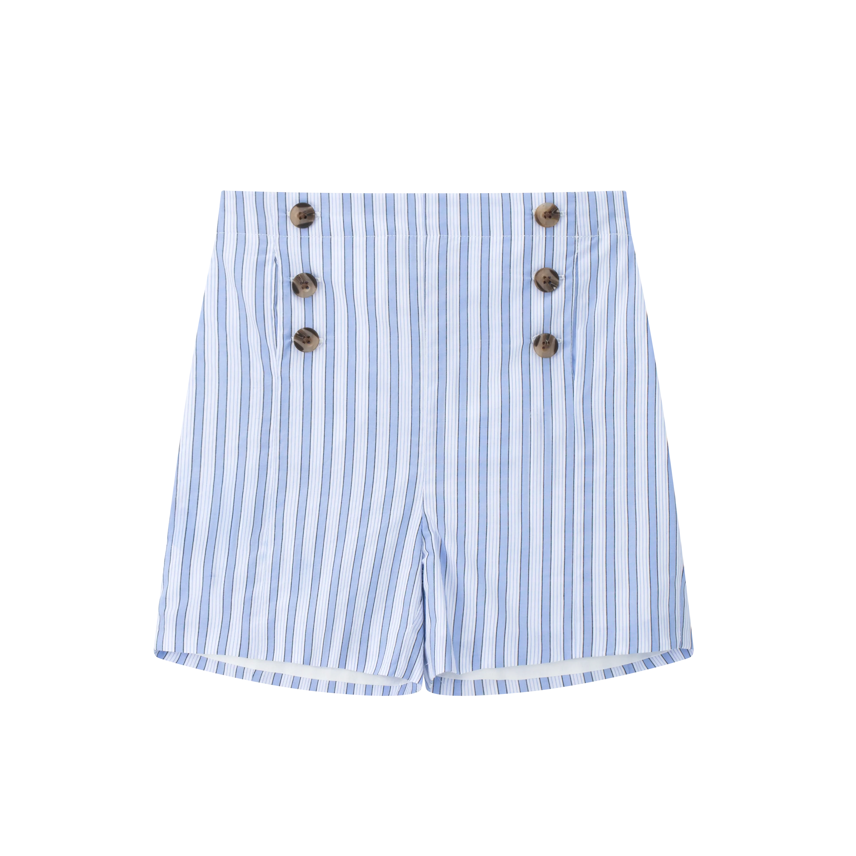 Coco Blanc Blue Striped Double Breasted Shorts