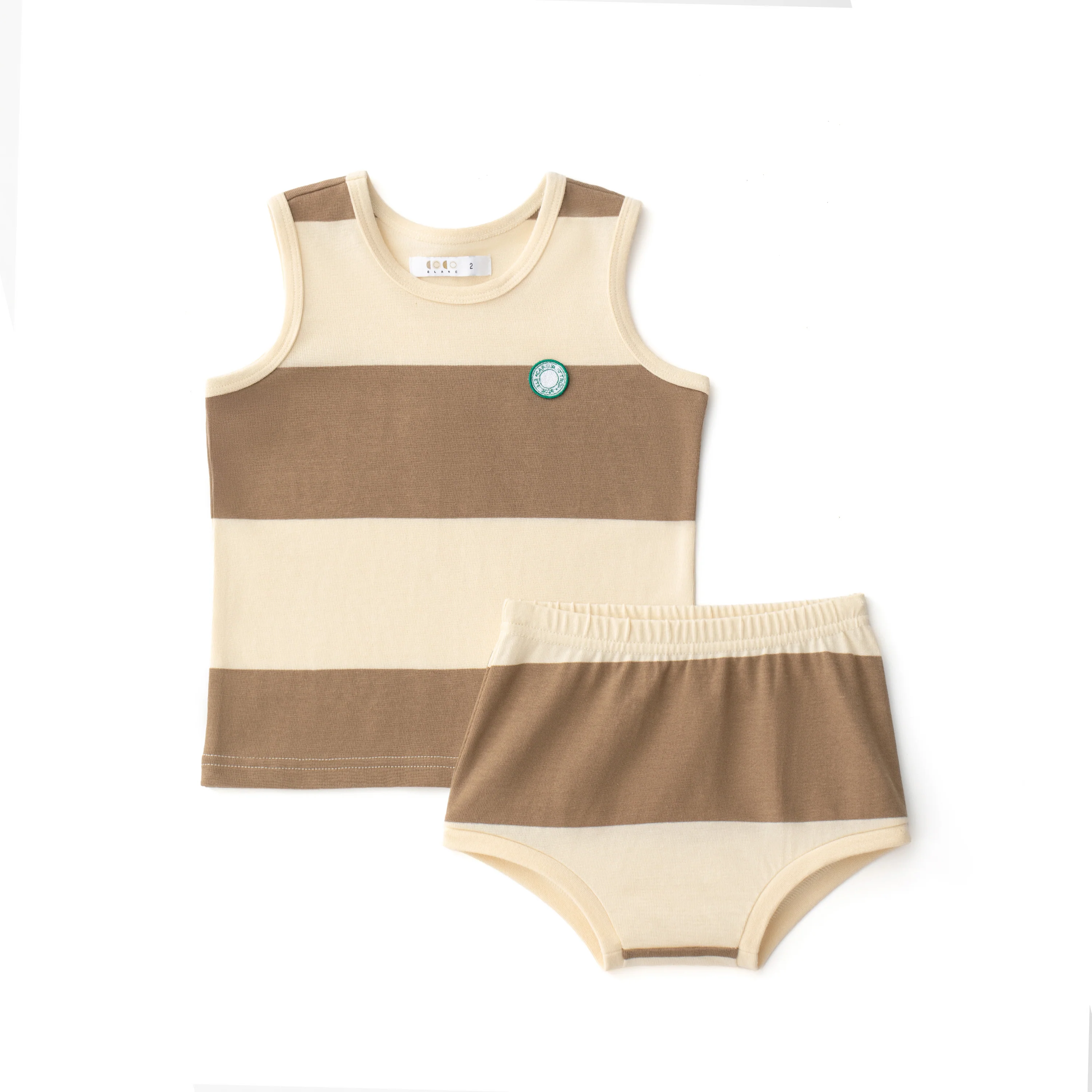 Coco Blanc Brown Stripe Striped Bloomer Set