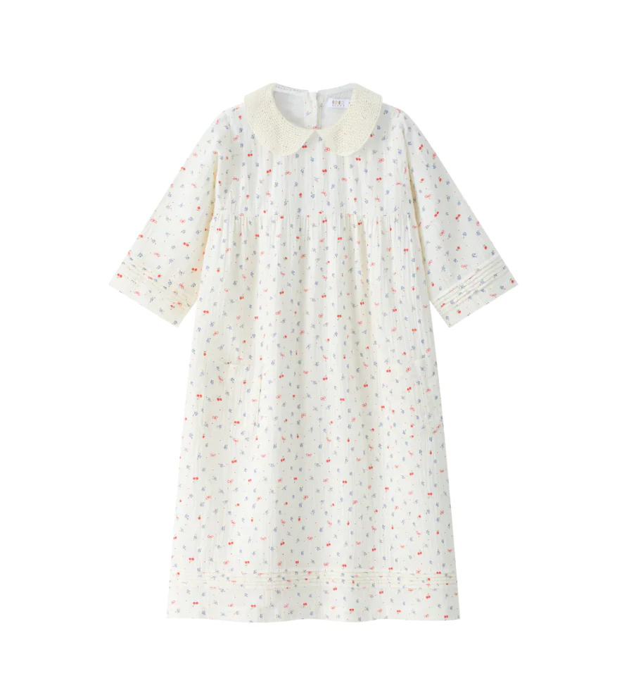 Coco Blanc Cherry Guaze Cherry Guaze Dress (3/4 sleeves)