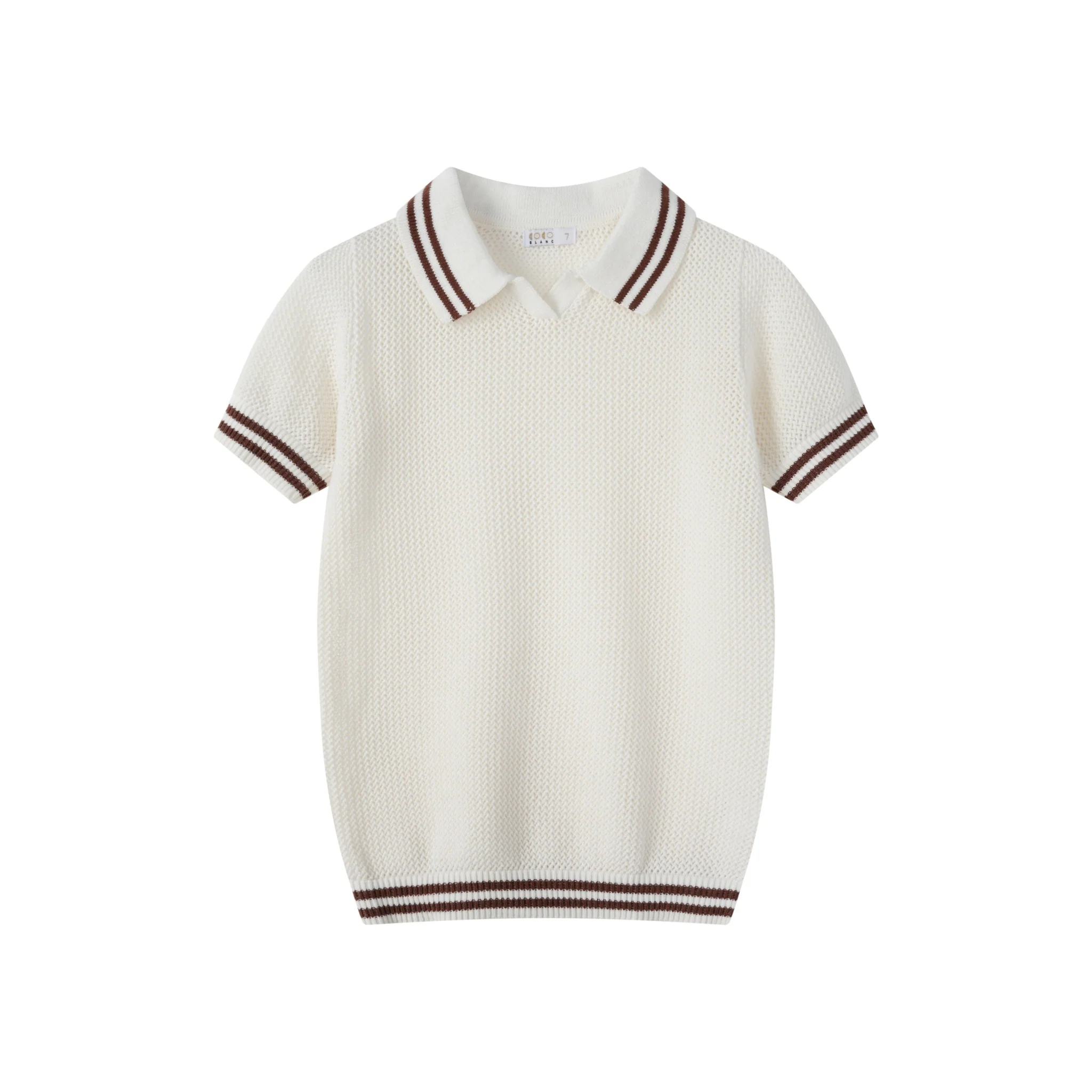 Coco Blanc Cream Mesh Crochet Polo