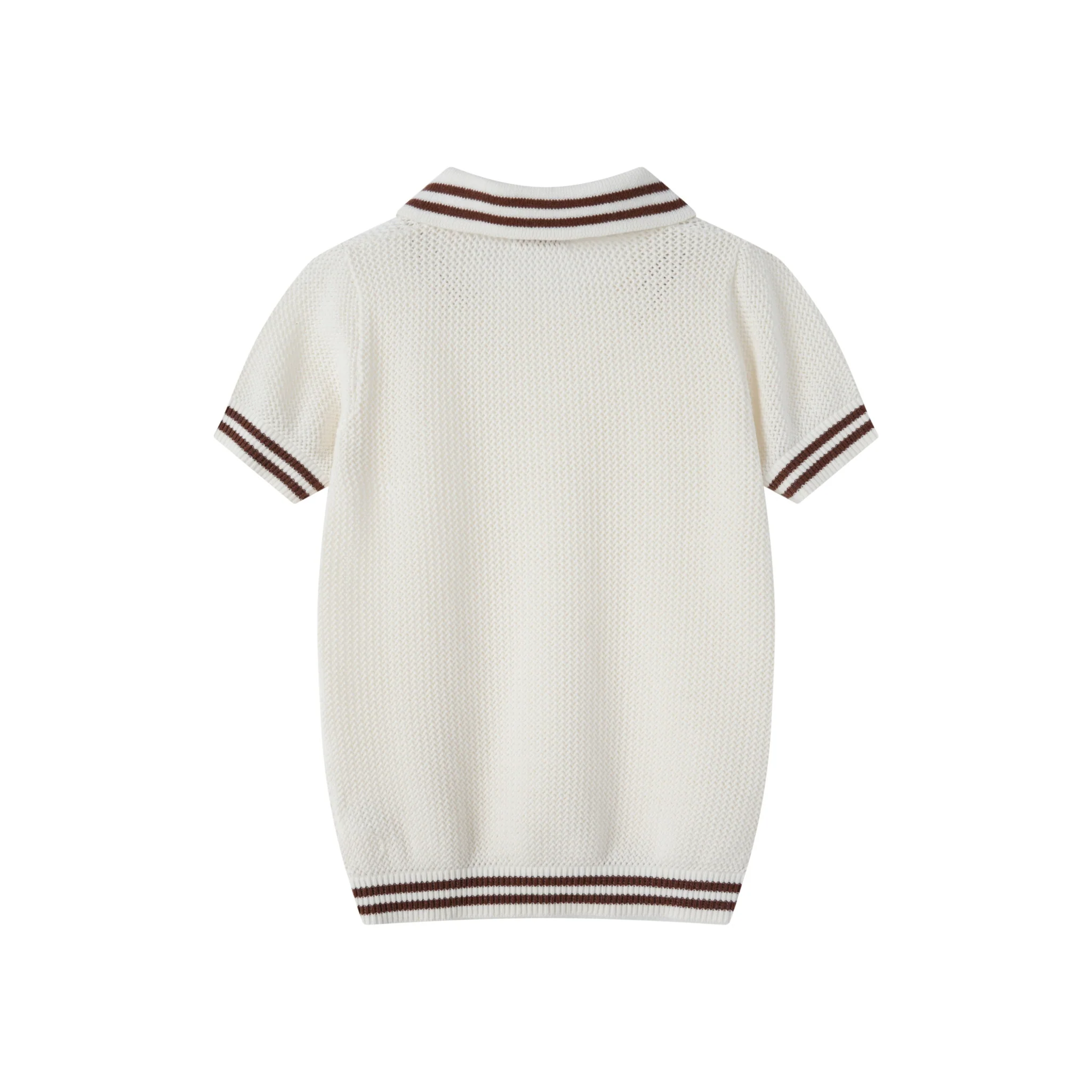 Coco Blanc Cream Mesh Crochet Polo - Image 2