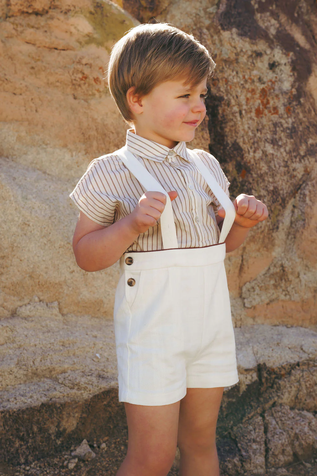 Coco Blanc Cream Suspender Shorts - Image 2
