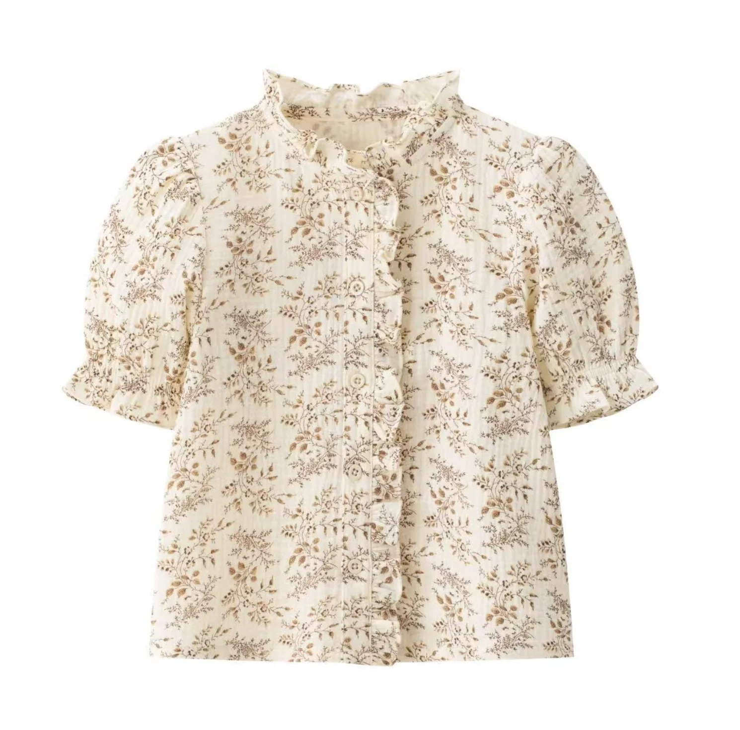 Coco Blanc Floral Short Sleeve Floral Blouse