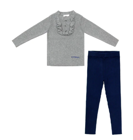 Coco Blanc Grey Ruffle Bib Legging Set (CB2045B)