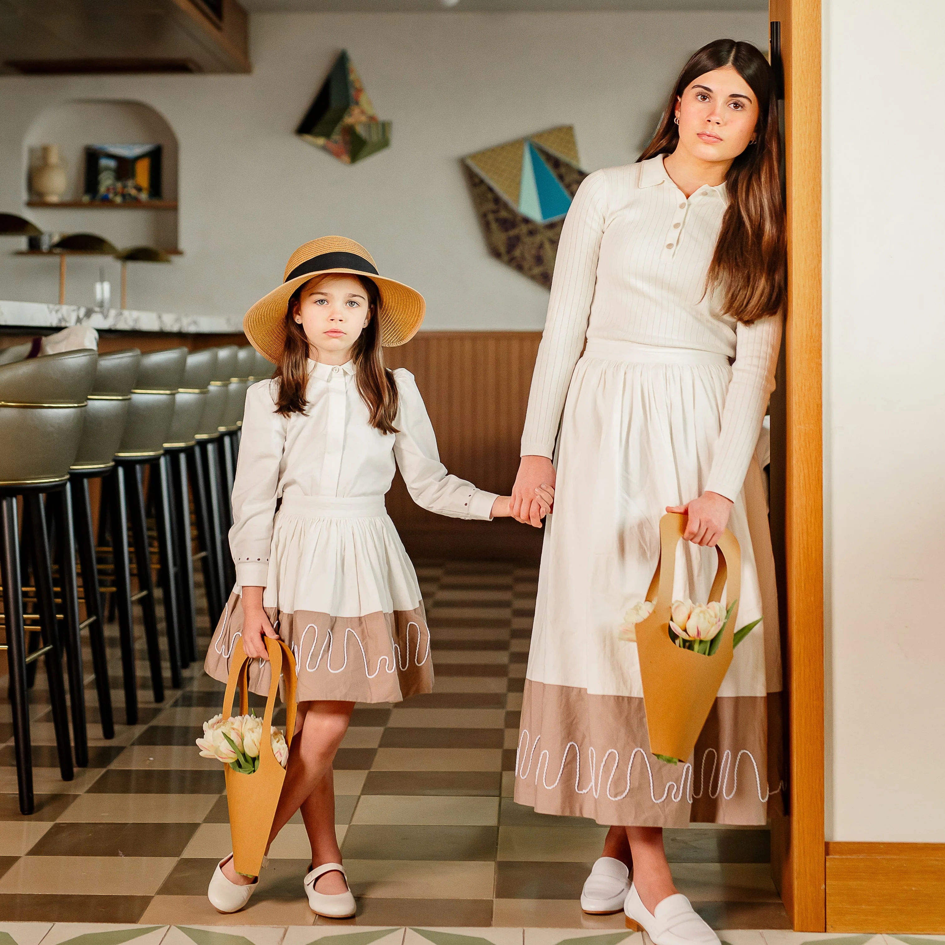 Coco Blanc Ivory/Taupe Colorblock Skirt - Image 2