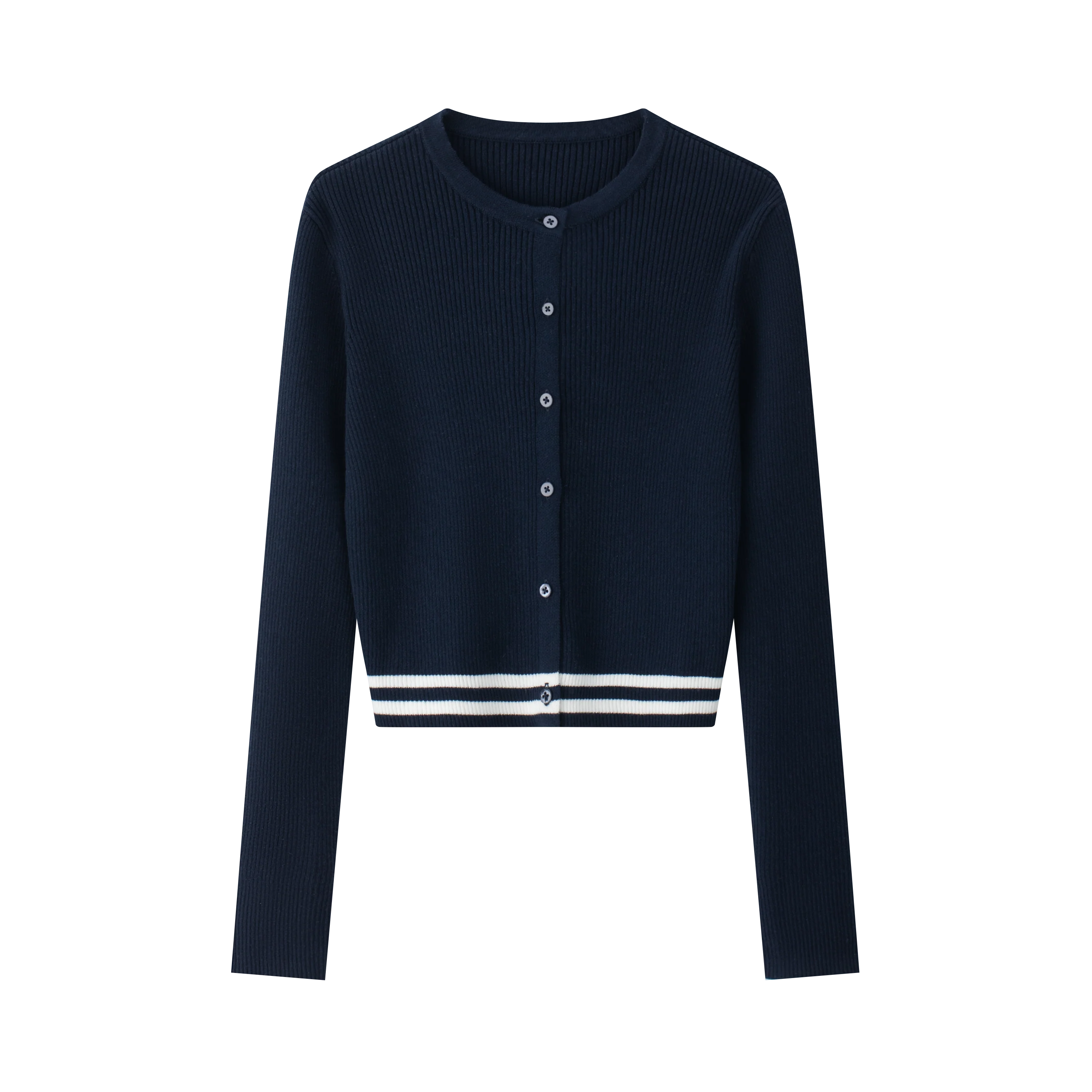 Coco Blanc Navy Cardigan With Stripe Cuff SS26