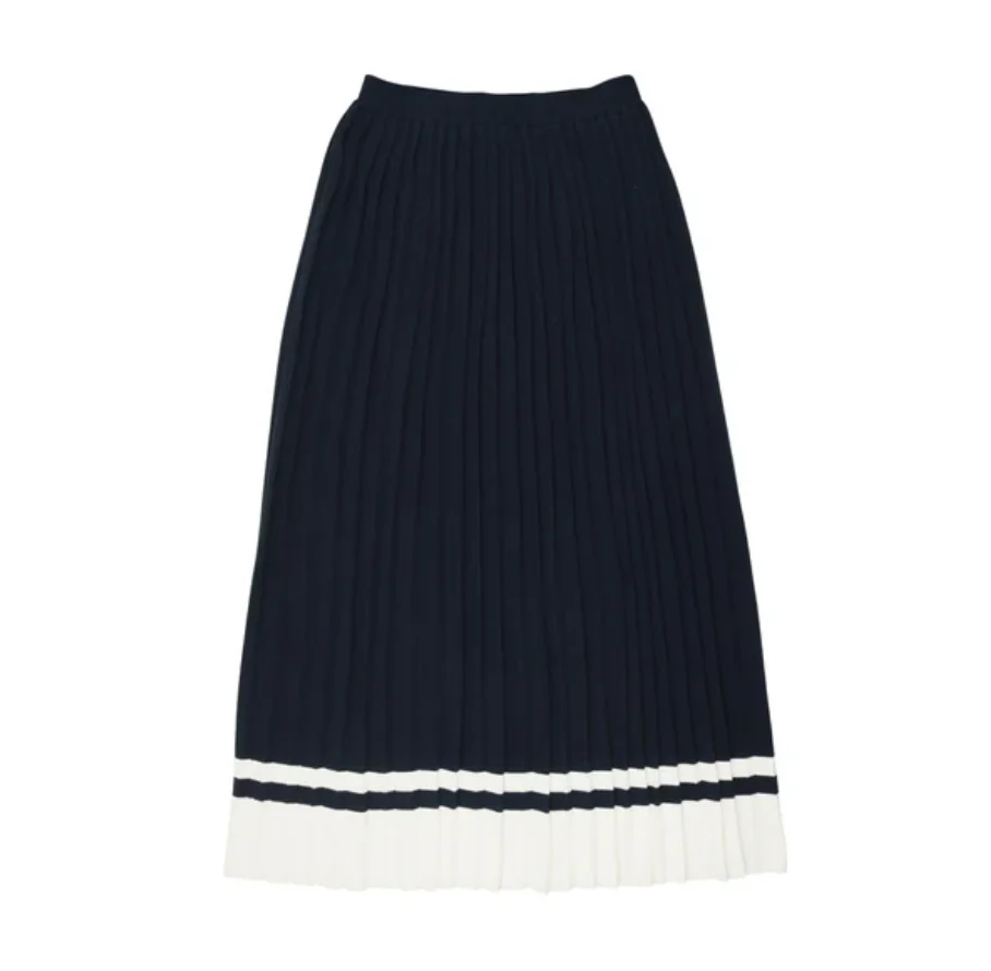 Coco Blanc Navy/Ivory Accordion Pleated Skirt