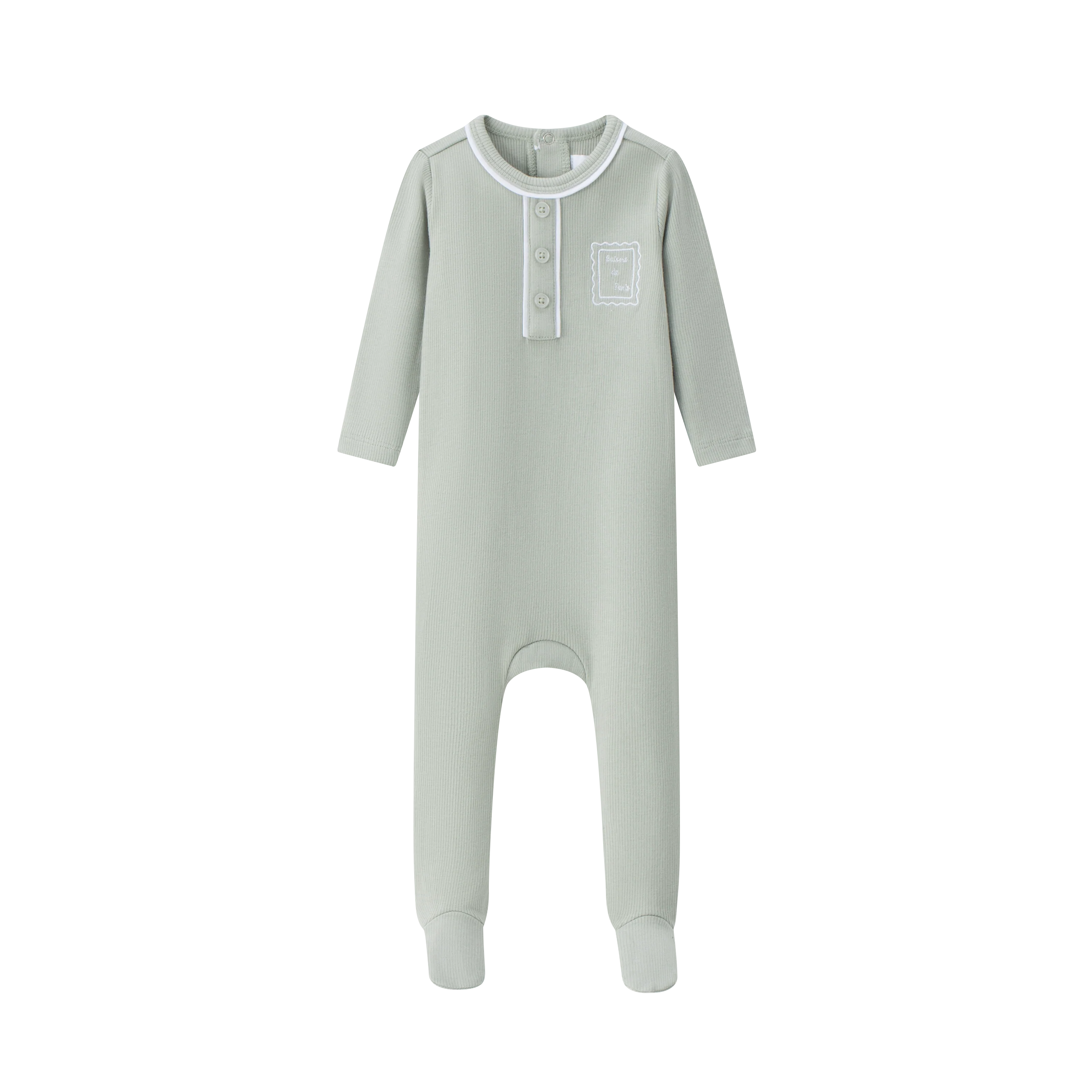 Coco Blanc Sage Green Henley Footie