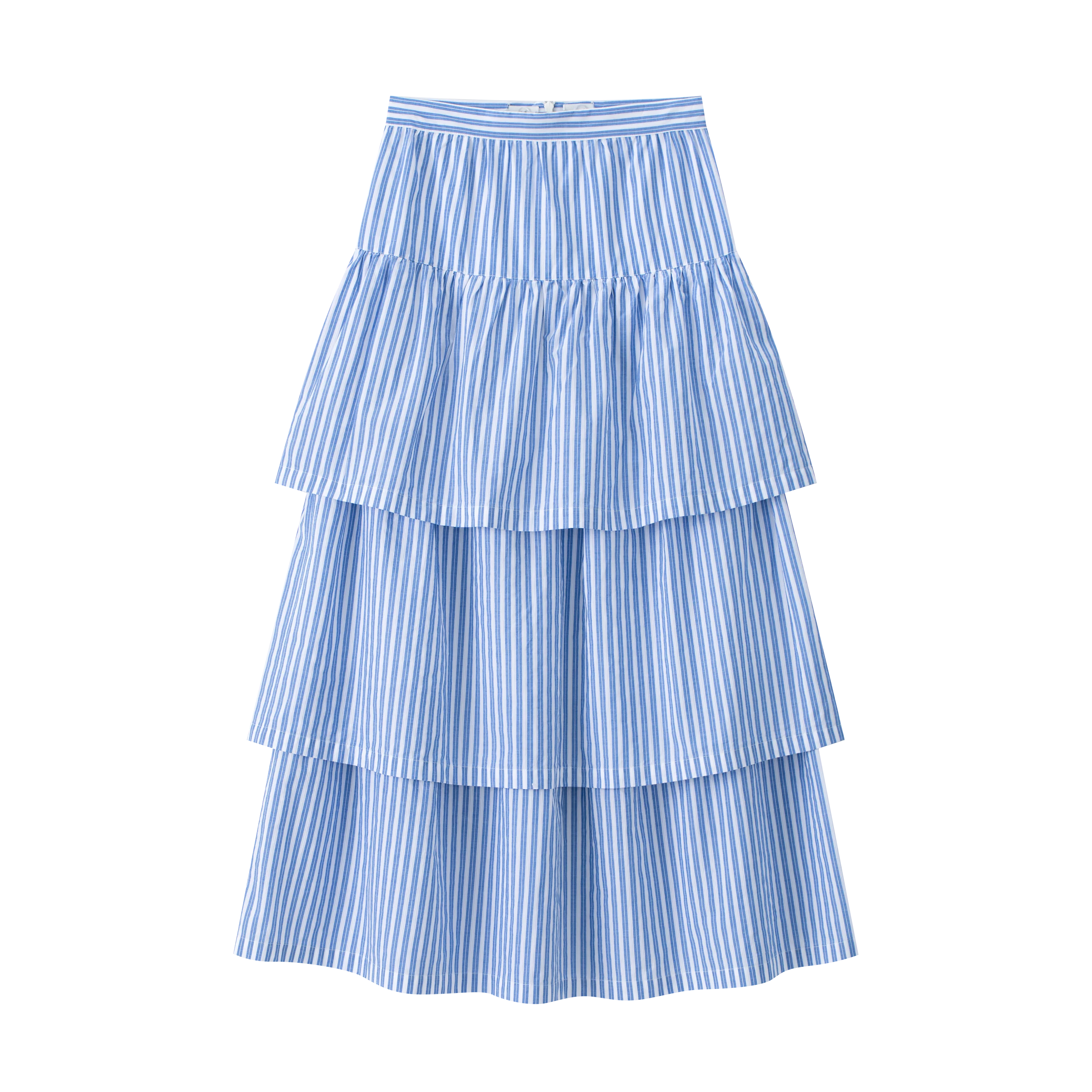 Coco Blanc Striped Cotton Layered Skirt