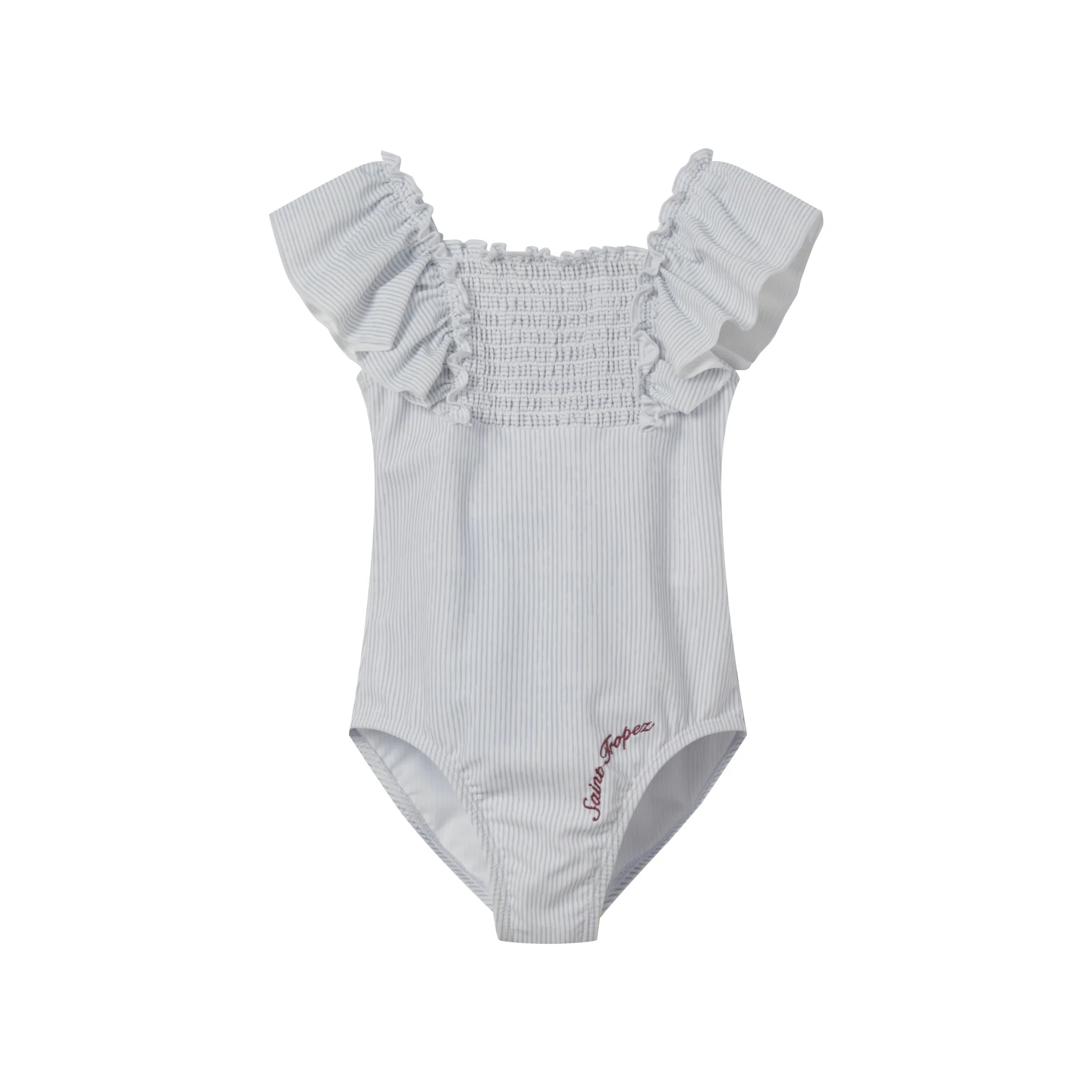 Coco Blanc Striped Ruched Swimsuit