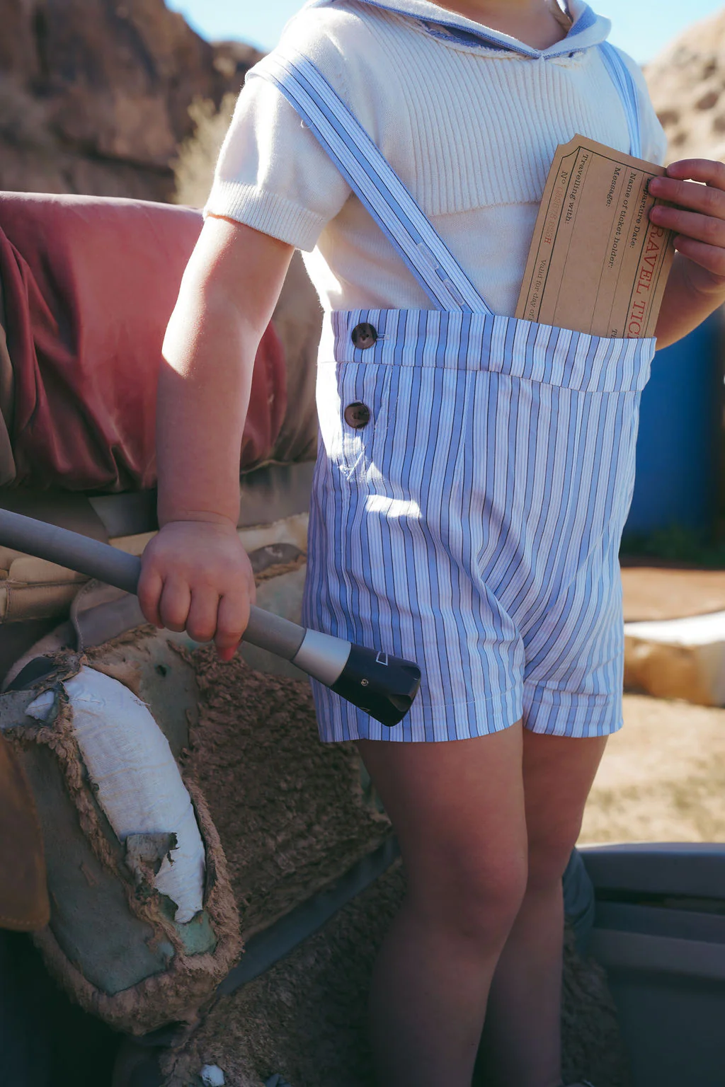 Coco Blanc Striped Suspender Shorts r - Image 2