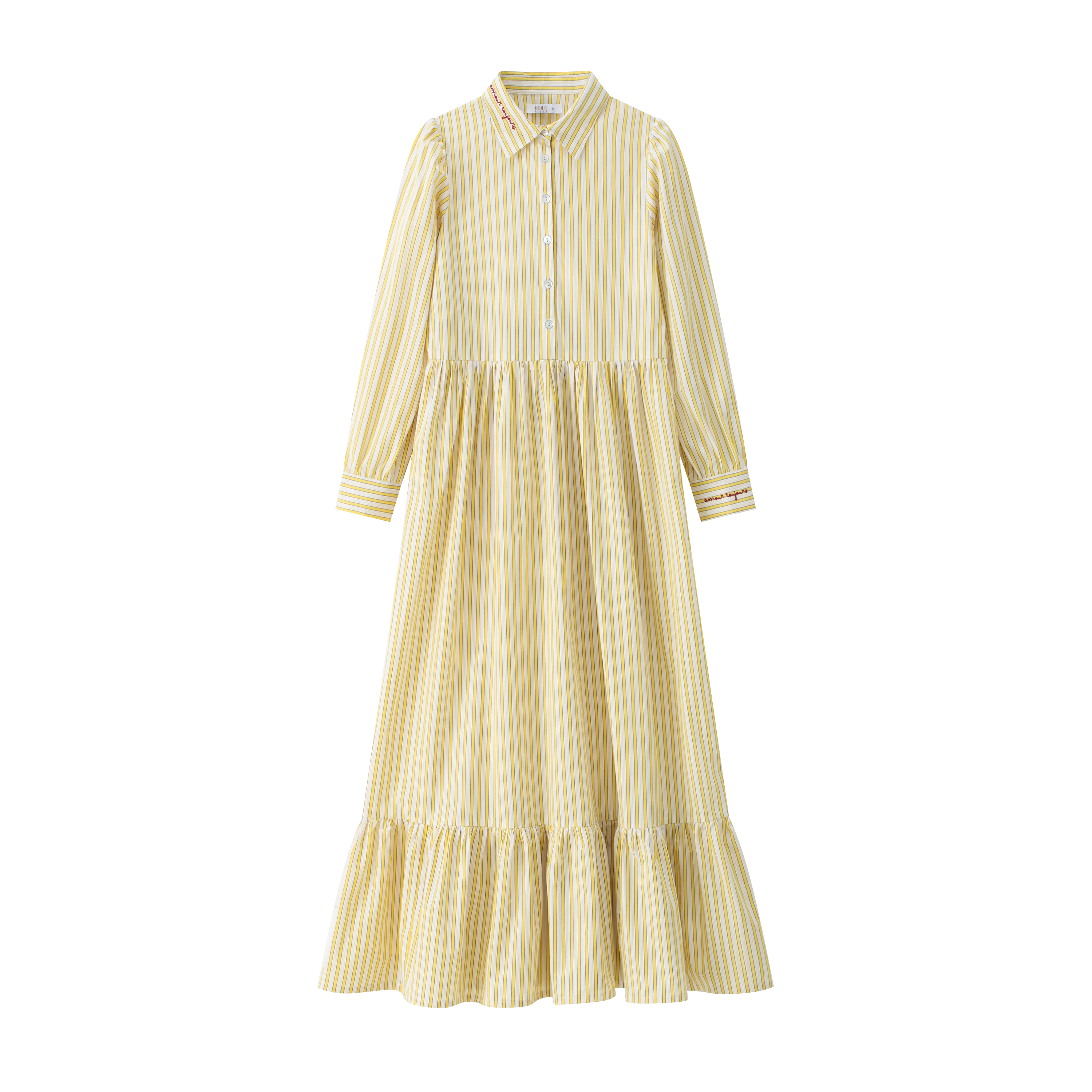 Coco Blanc Striped Yellow Shirt Dress
