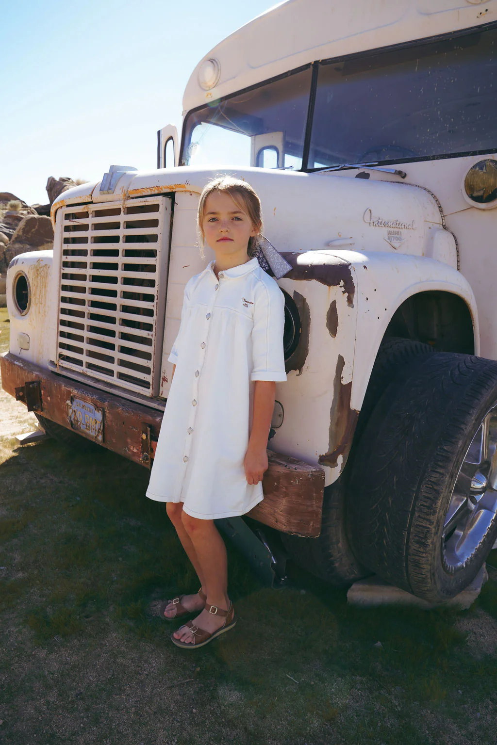 Coco Blanc White Denim Dress- 3/4 Sleeves - Image 2