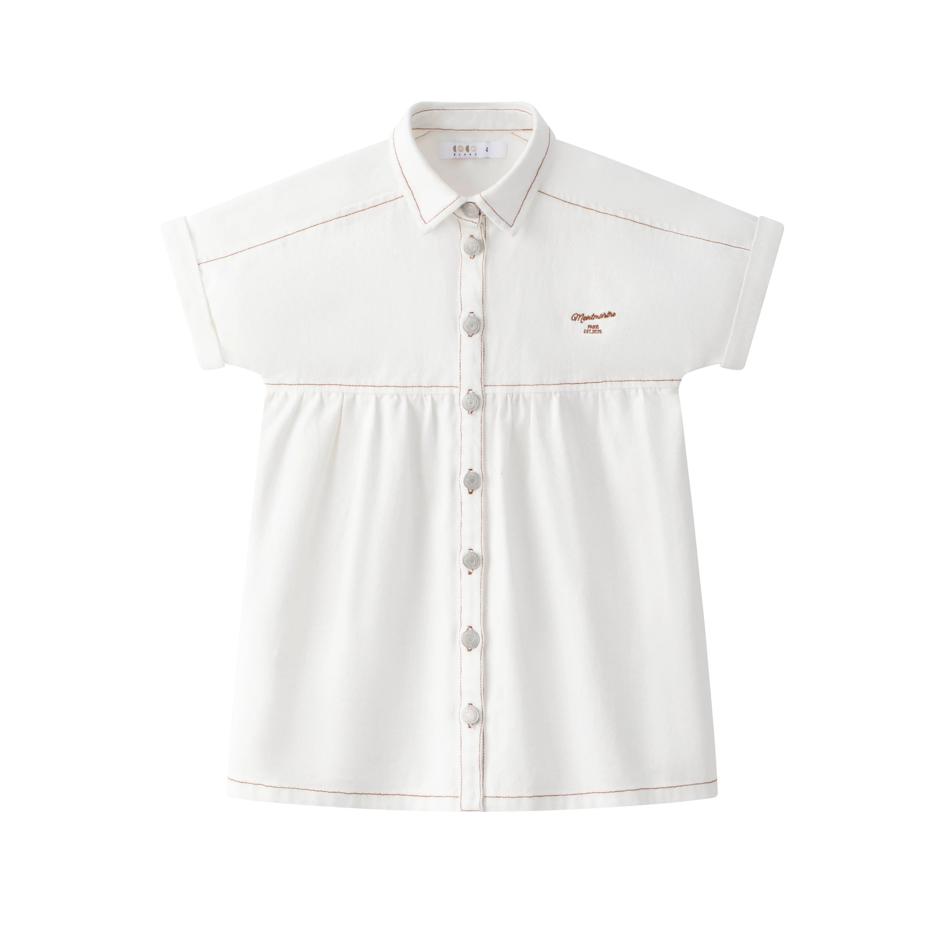 Coco Blanc White Denim Dress- Short Sleeves