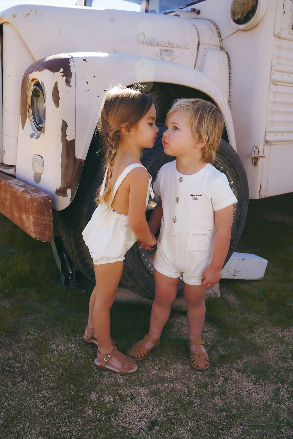 Coco Blanc White Denim Girl Romper - Image 2