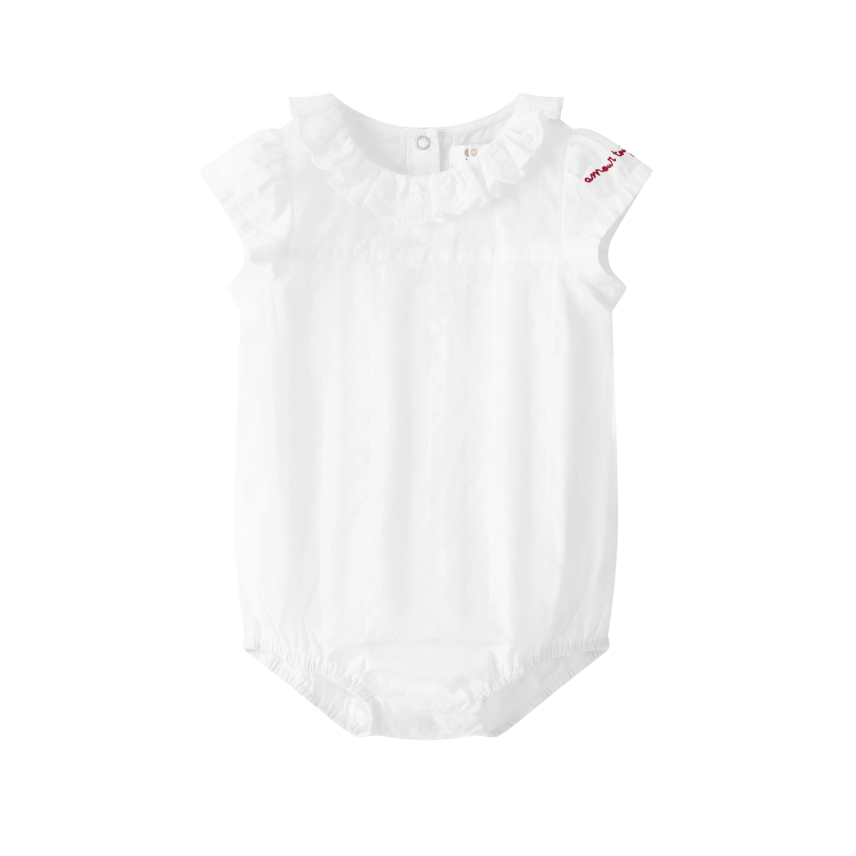 Coco Blanc White Ruffle Collar Romper