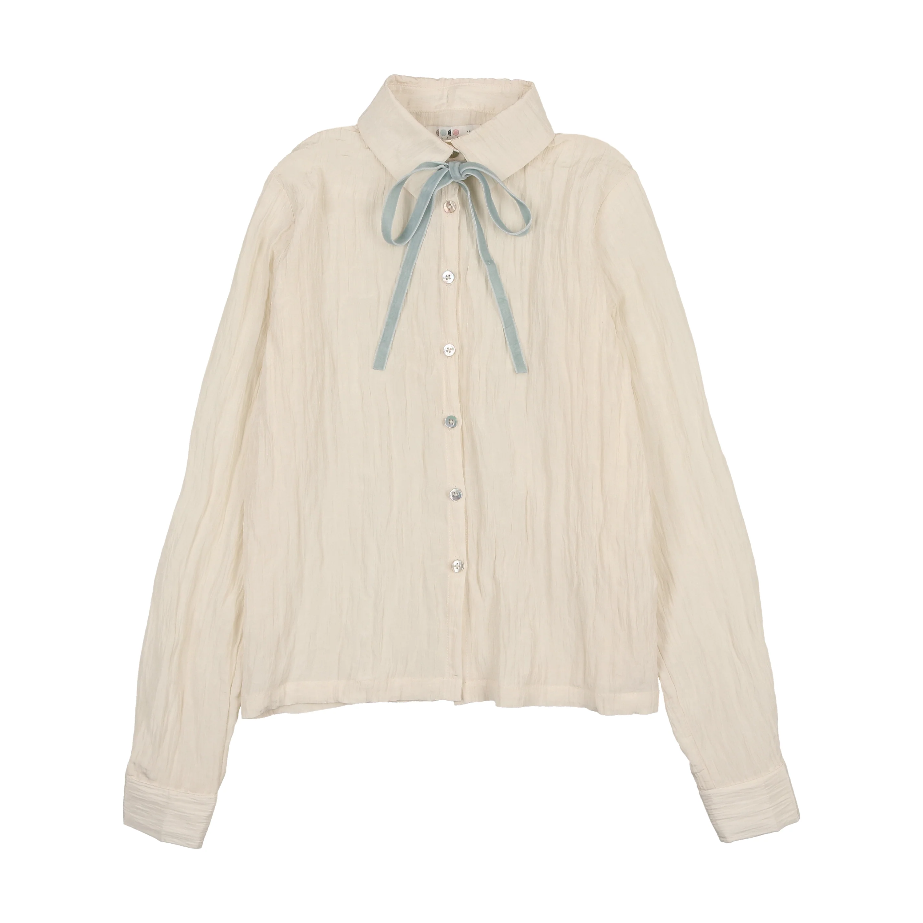 Coco Blanc Cream w/ slate tie Blouse