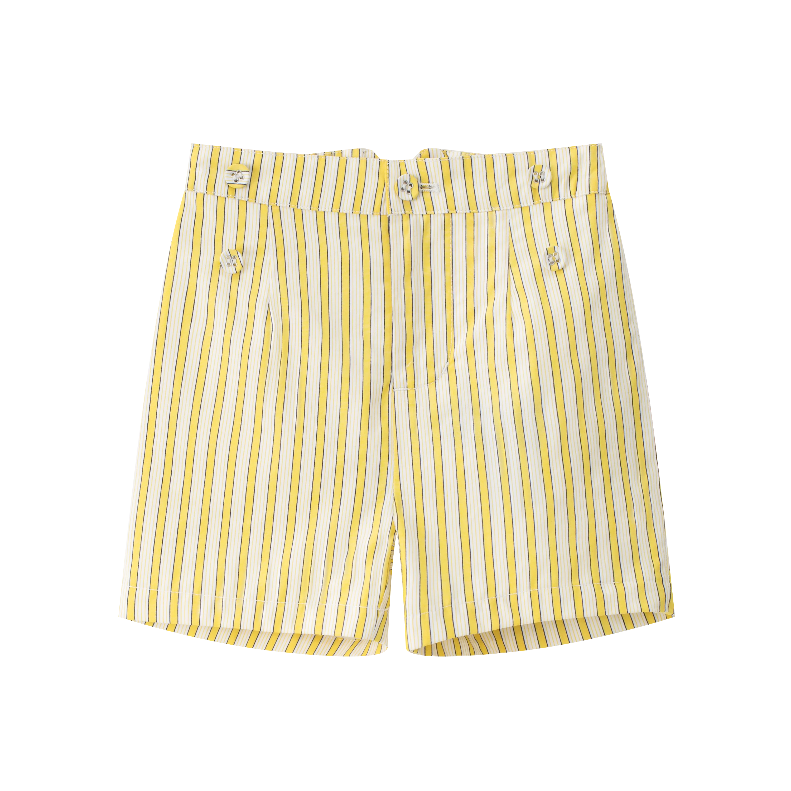 Coco Blanc Yellow Striped Double Button Shorts