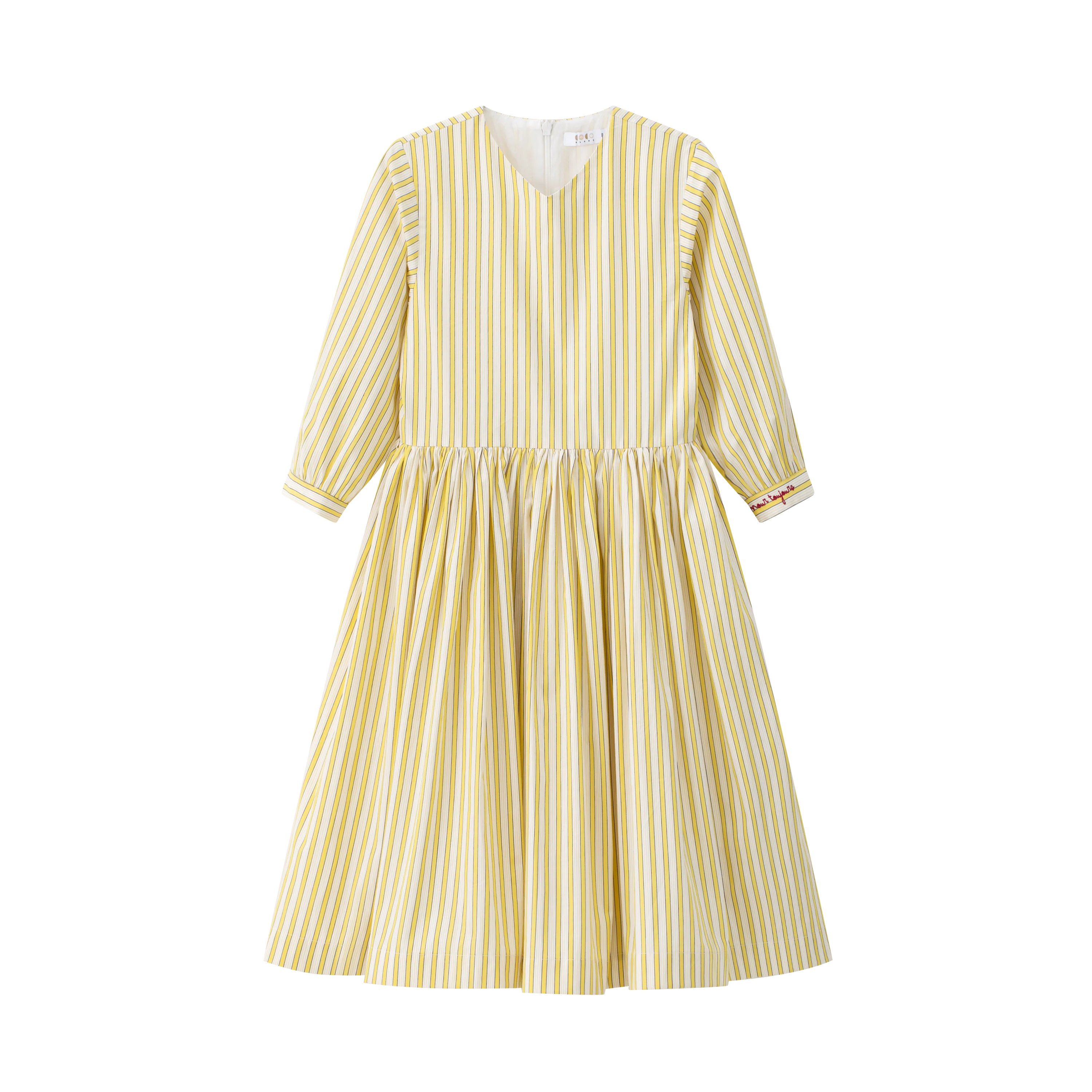 Coco Blanc Yellow Yellow Striped Dress 3/4