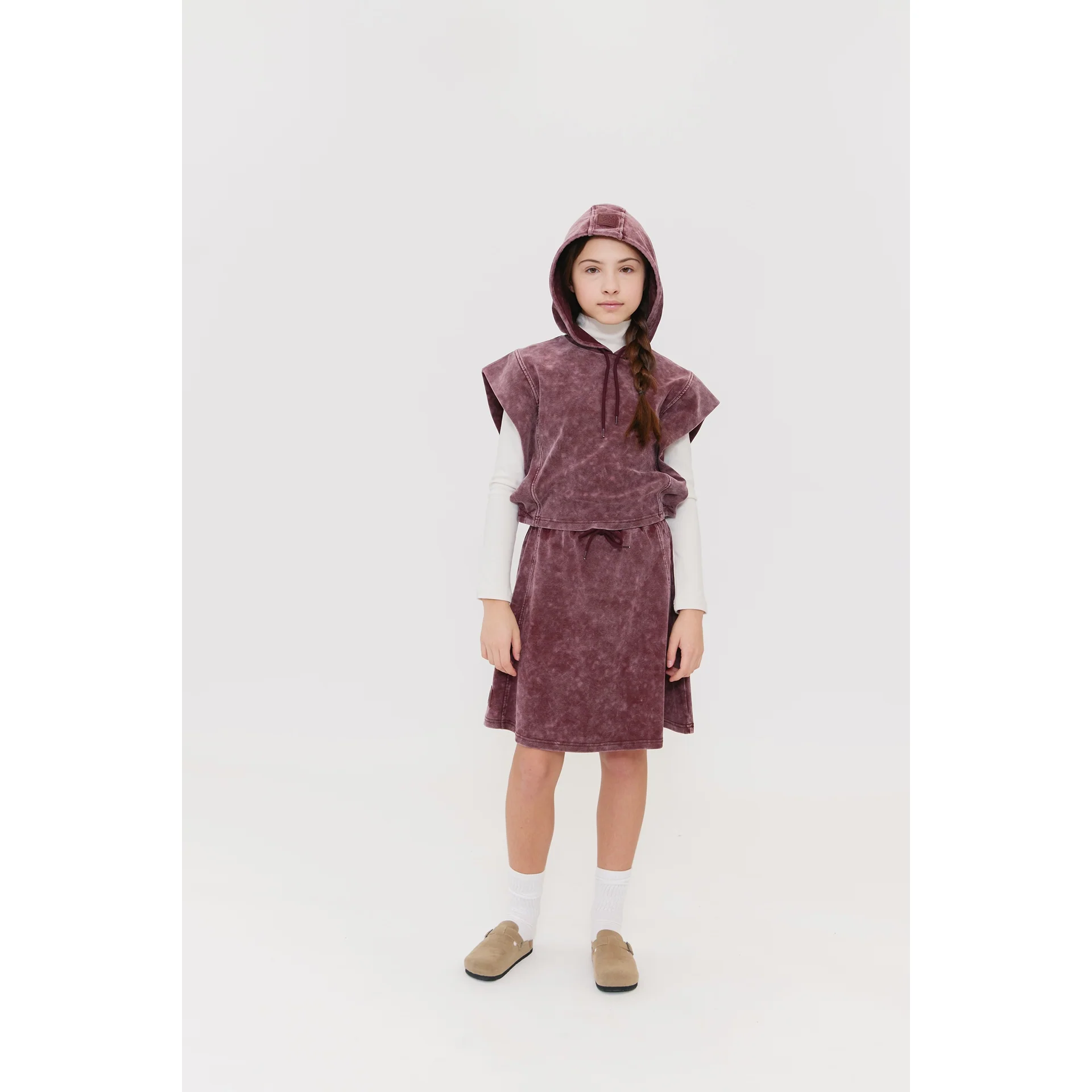 Crew Kids Burgundy Acid Wash Skirt - Image 2