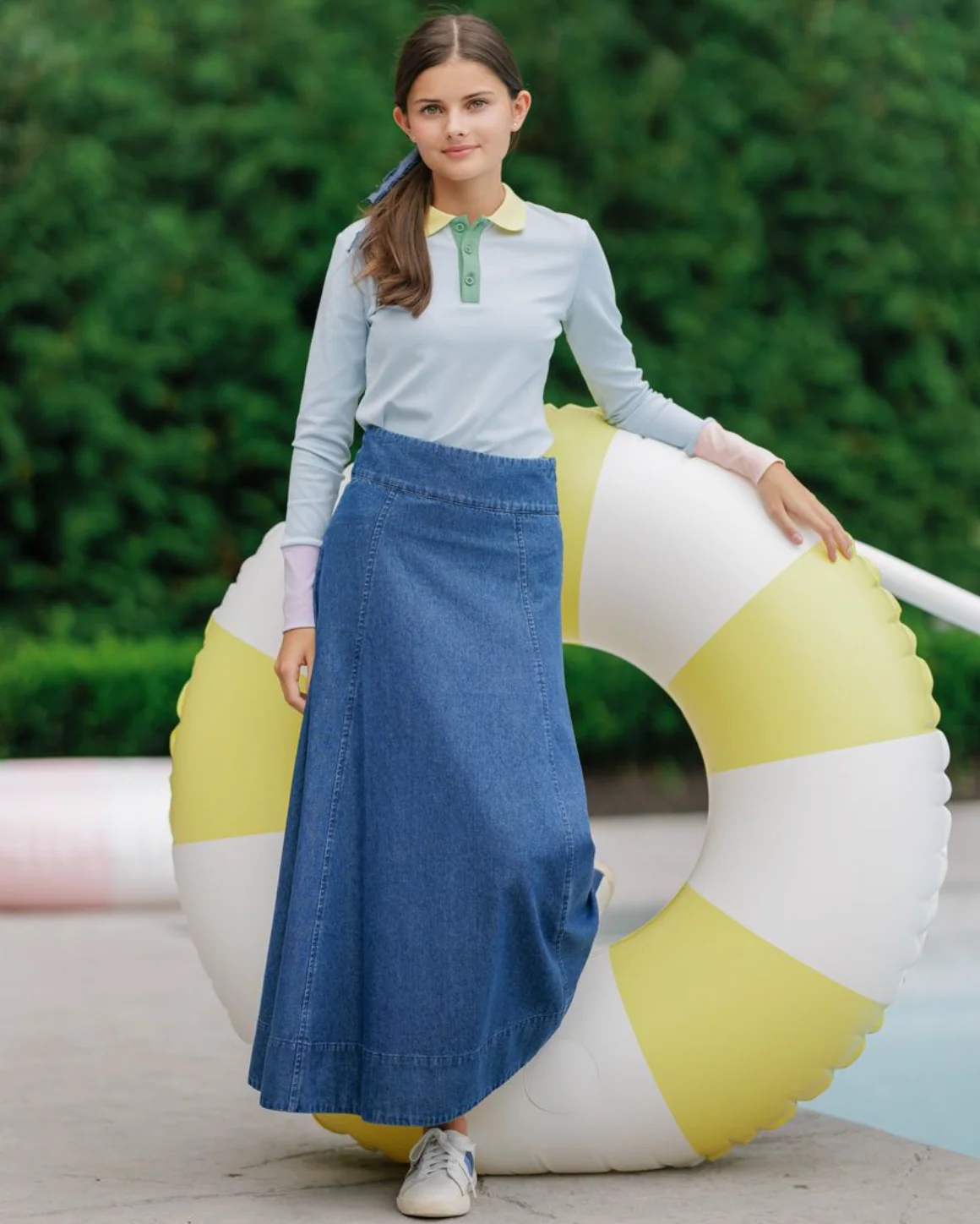 Daintti by Velvette Label Denim A Line Maxi Skirt - Image 2