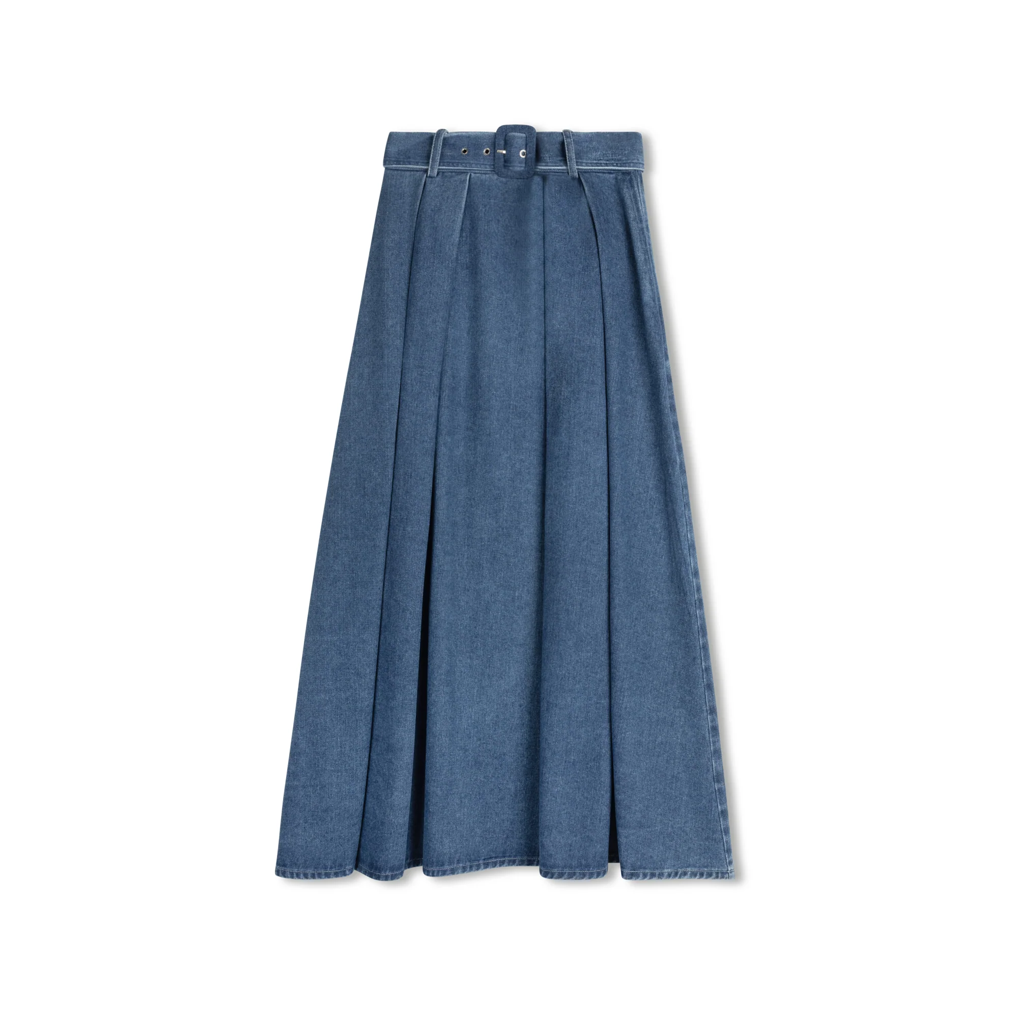 Daintti by Velvette Label Denim Belted Maxi Skirt