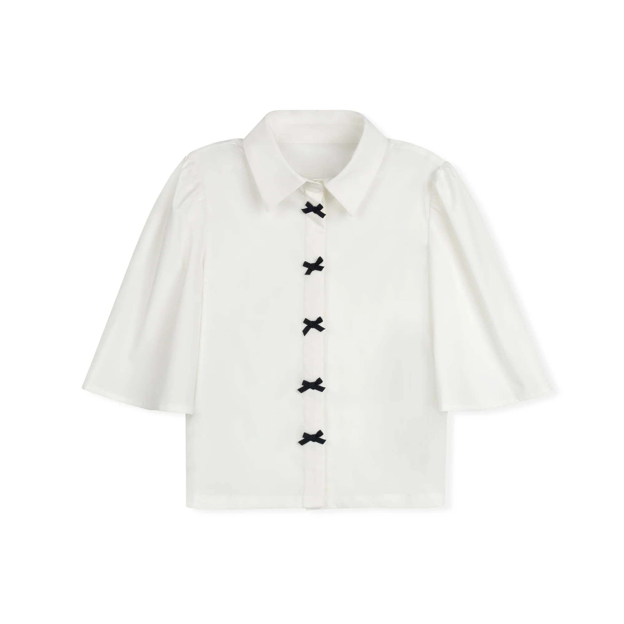 Daintti by Velvette Label Navy Bow Button Blouse