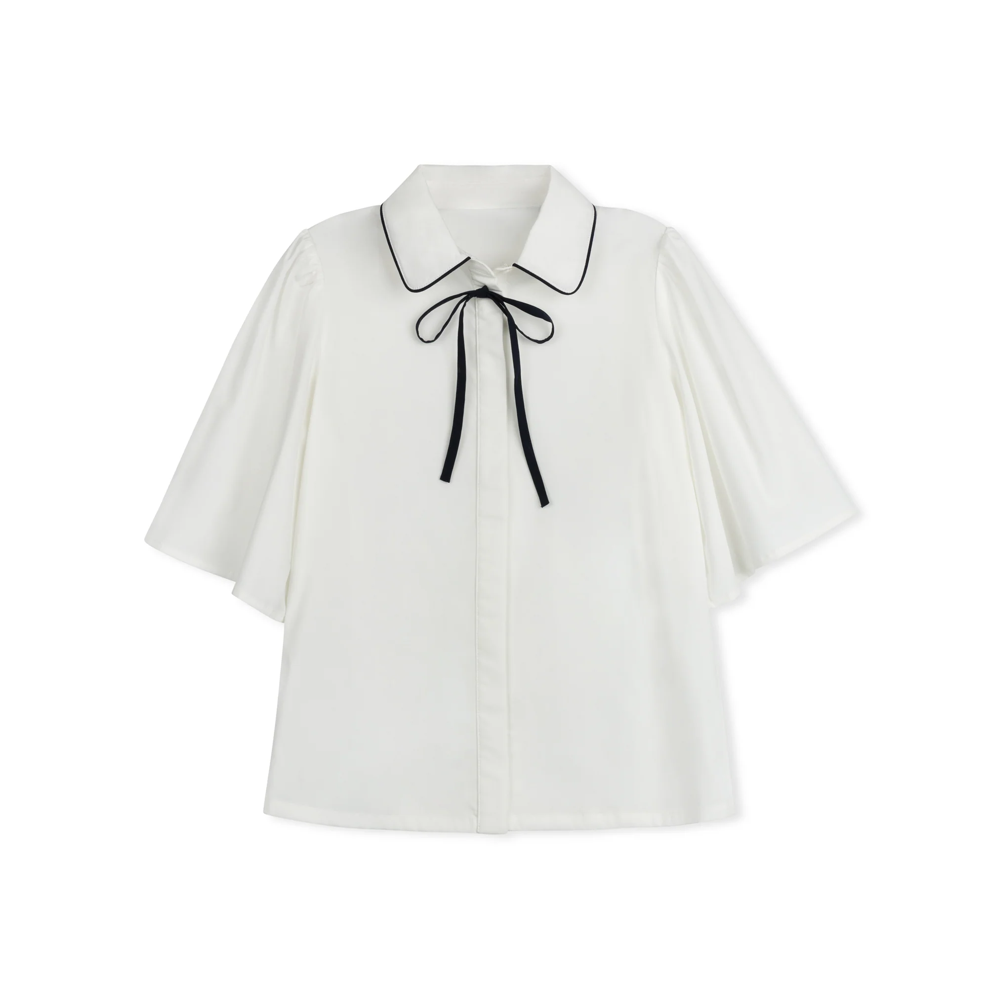 Daintti by Velvette Label Navy Bow Tie Blouse