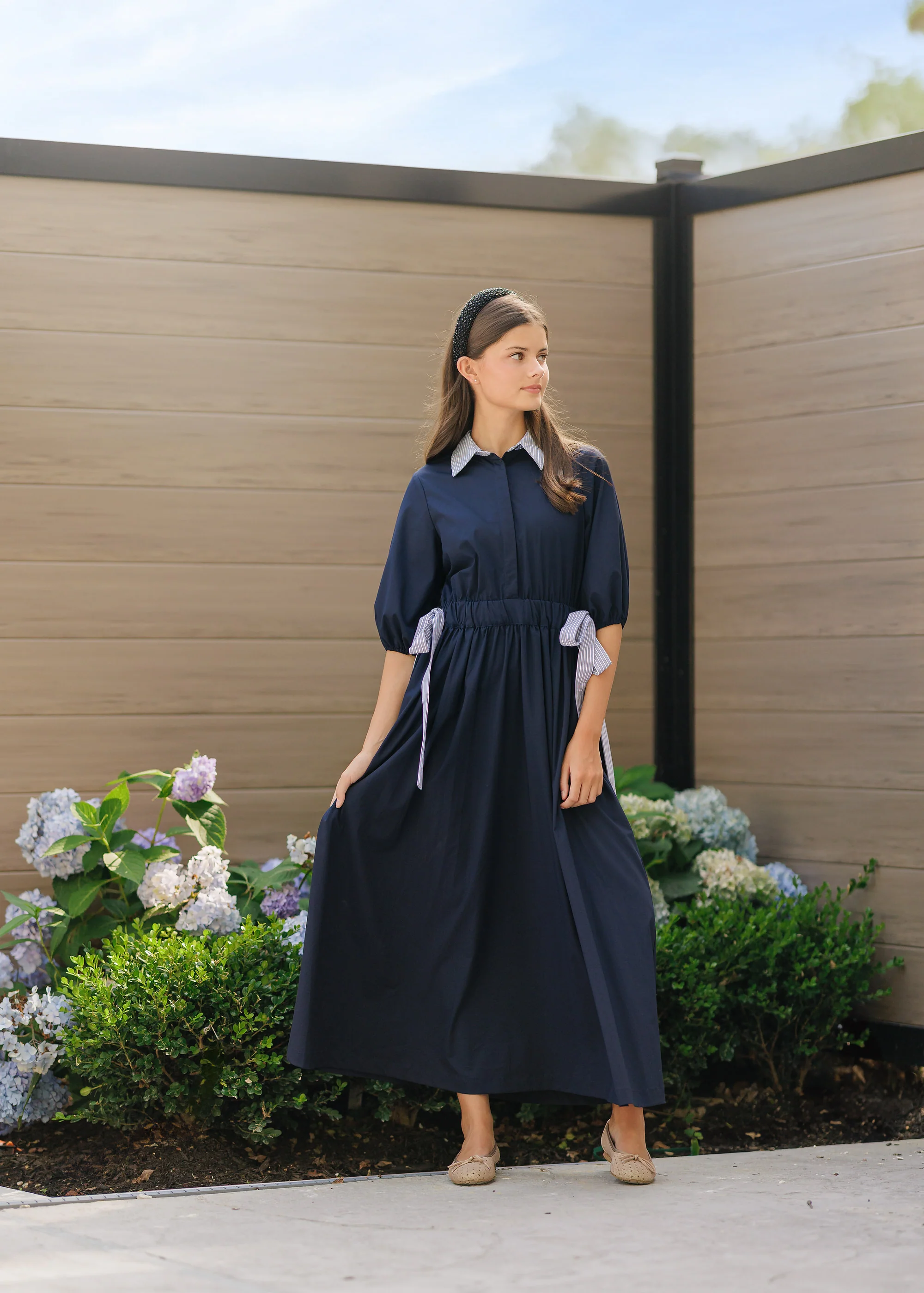 Daintti by Velvette Label Navy Side Tie Midi - Image 3