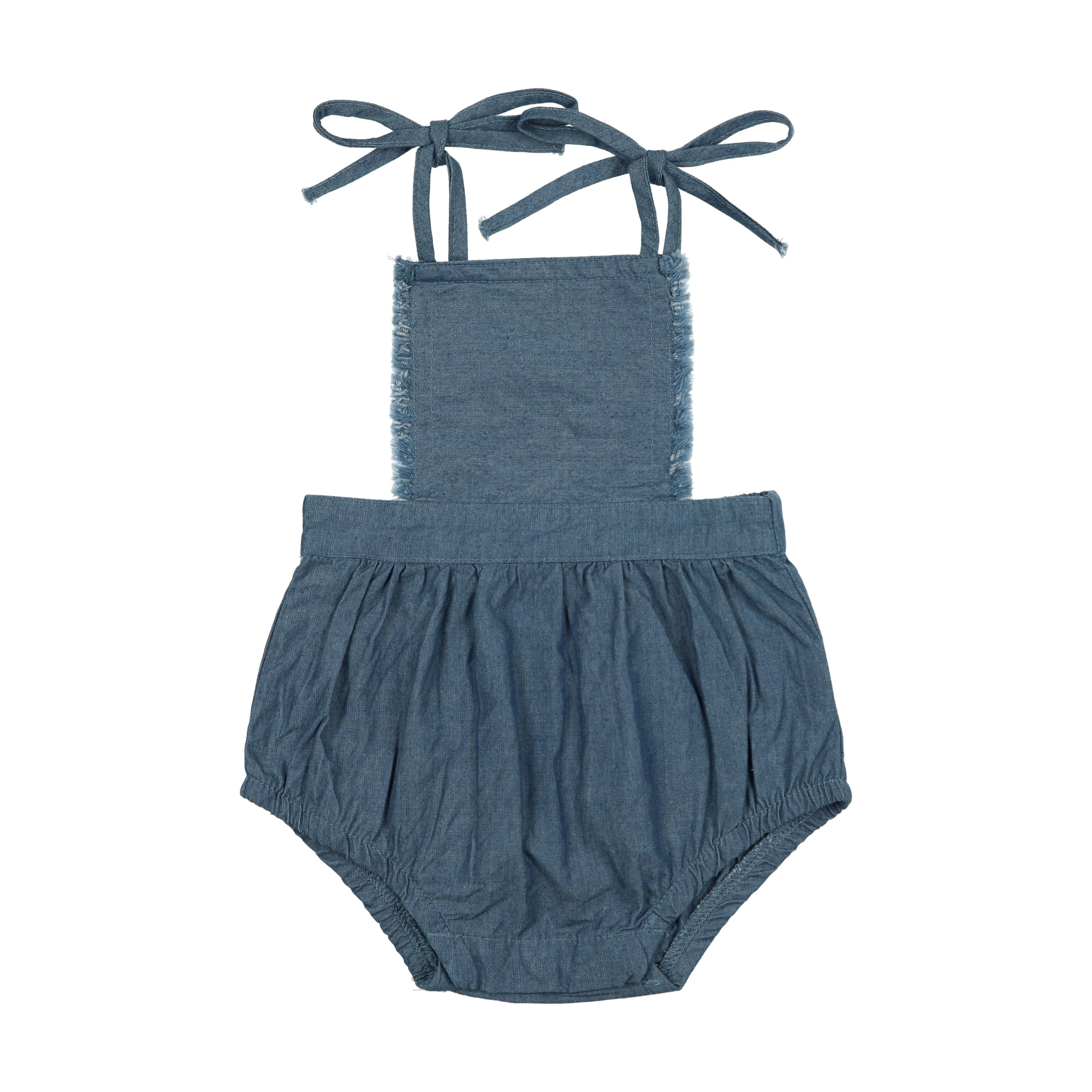 Bonjoy Denim Patch Denim Romper - Blue Denim