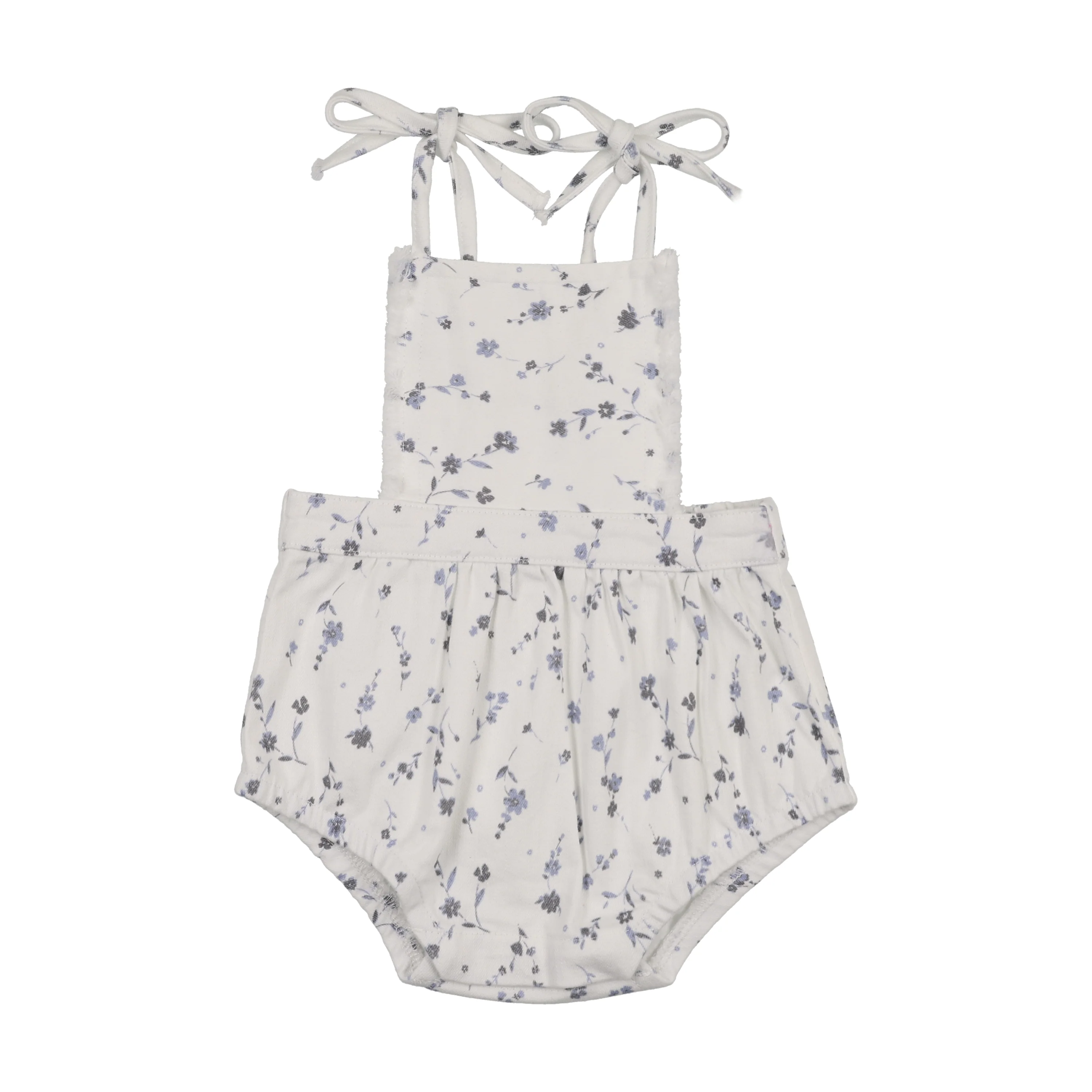 Bonjoy Denim Patch Denim Romper - Blue Floral