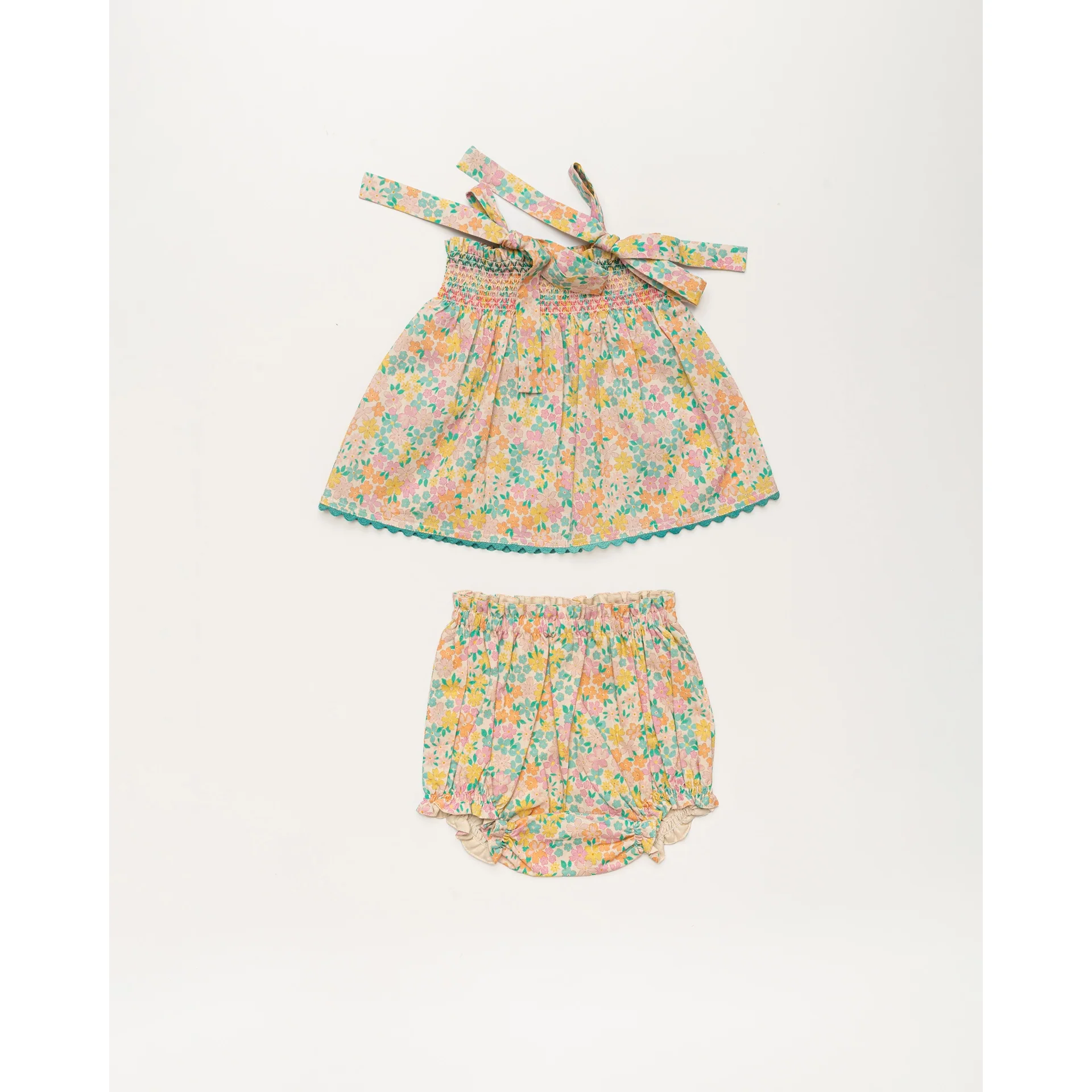 Early Sunday Didi Baby Smock Top & Bloomers Emma Floral Mint (FJ-SS26-00075) - Image 2