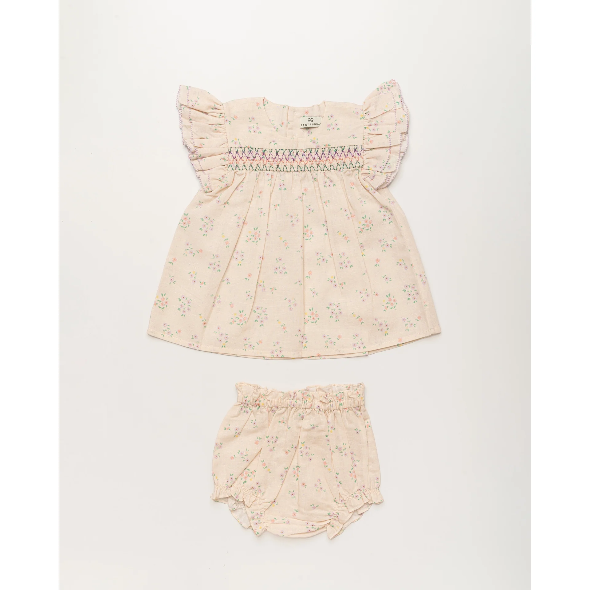 Early Sunday Sienna Baby Dress & Bloomer Painted Bouquet Print (FH-SS26-00088) - Image 2