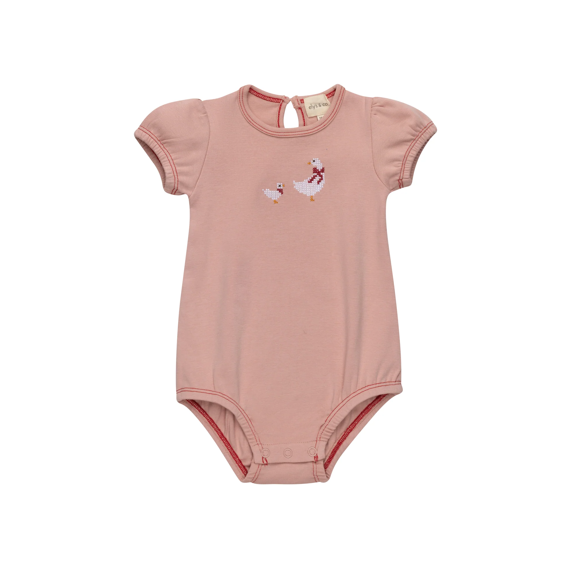 Ely's & Co Cotton Cross Stitch Duckling Collection Pink Romper