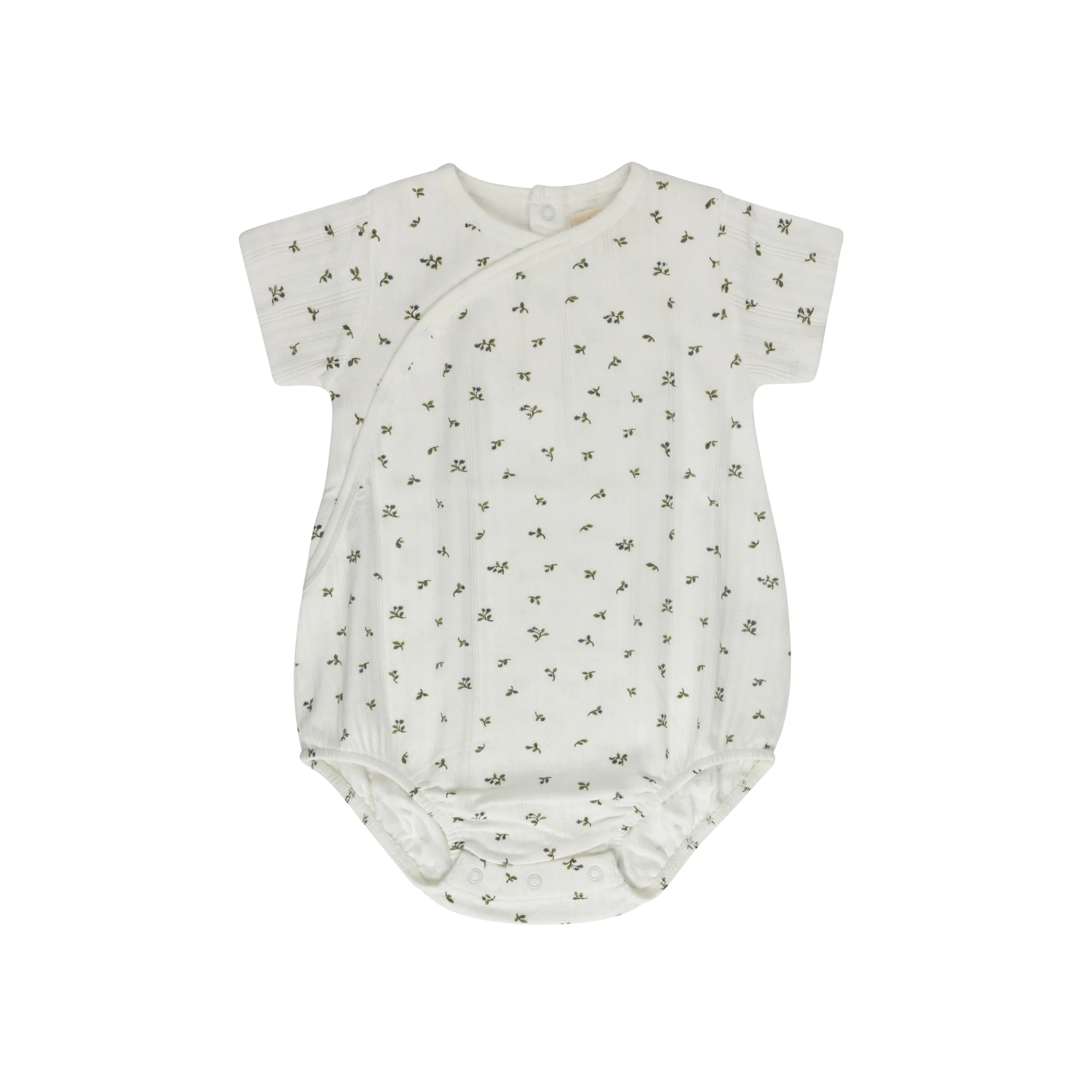 Ely's & Co Floral Pointelle Collection Ivory Blue Romper