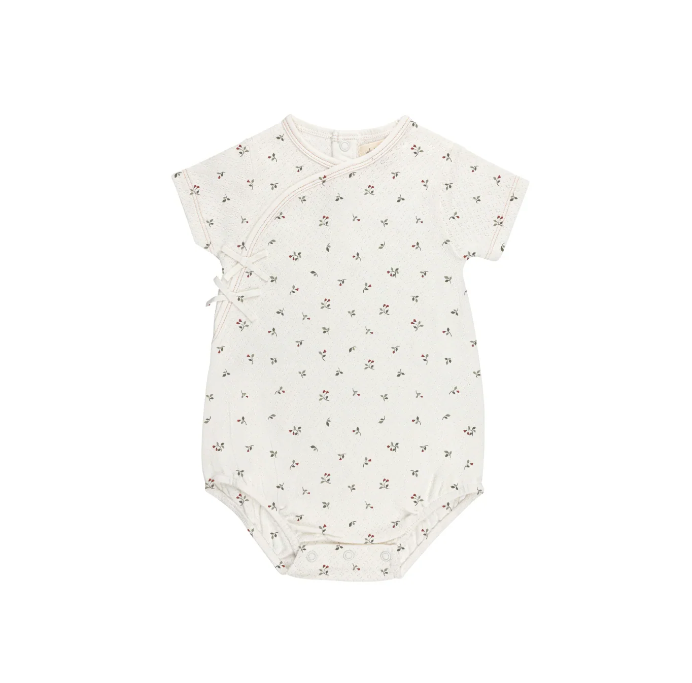 Ely's & Co Floral Pointelle Collection Ivory Pink Romper